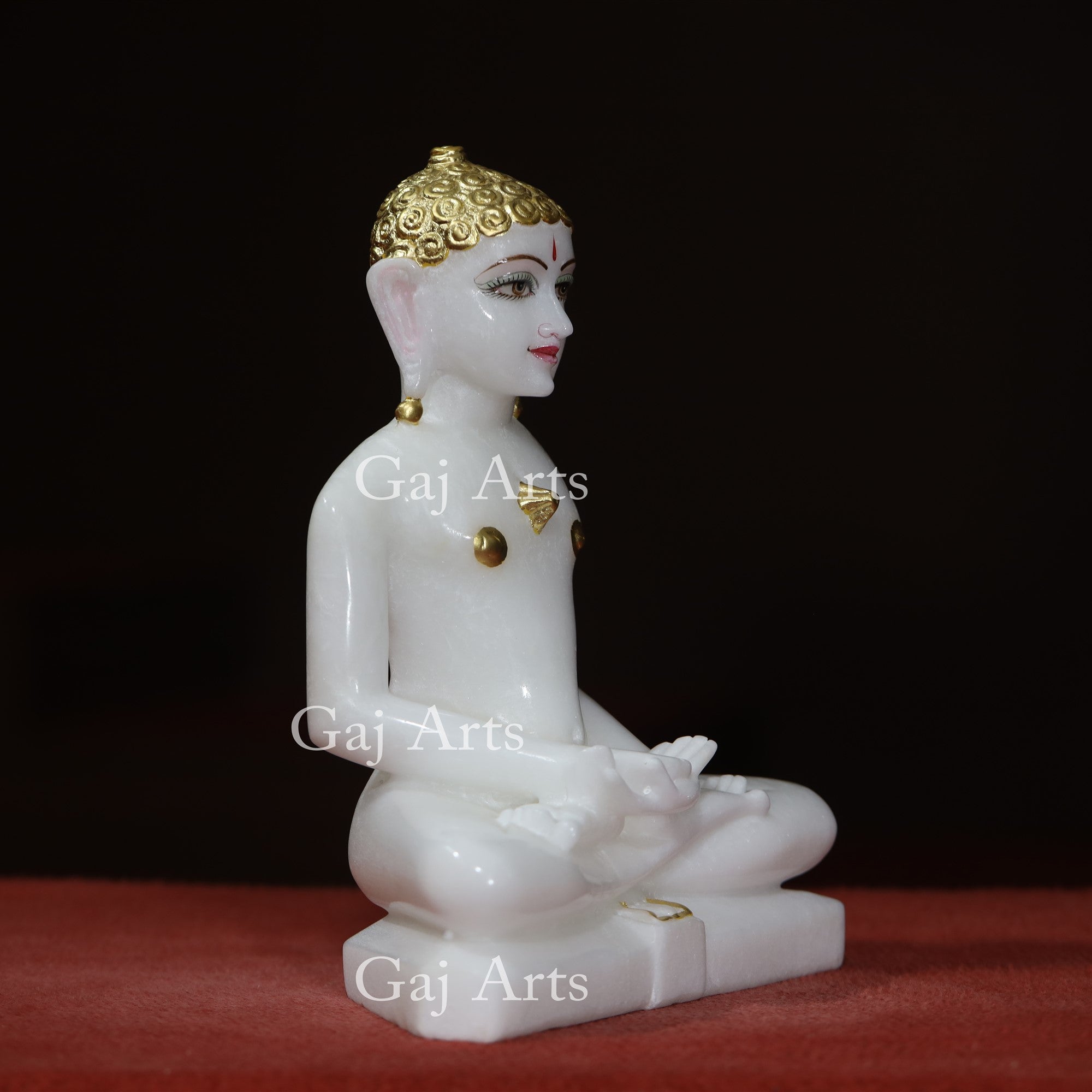 White Makrana Marble Jain Idol | 11 Inch