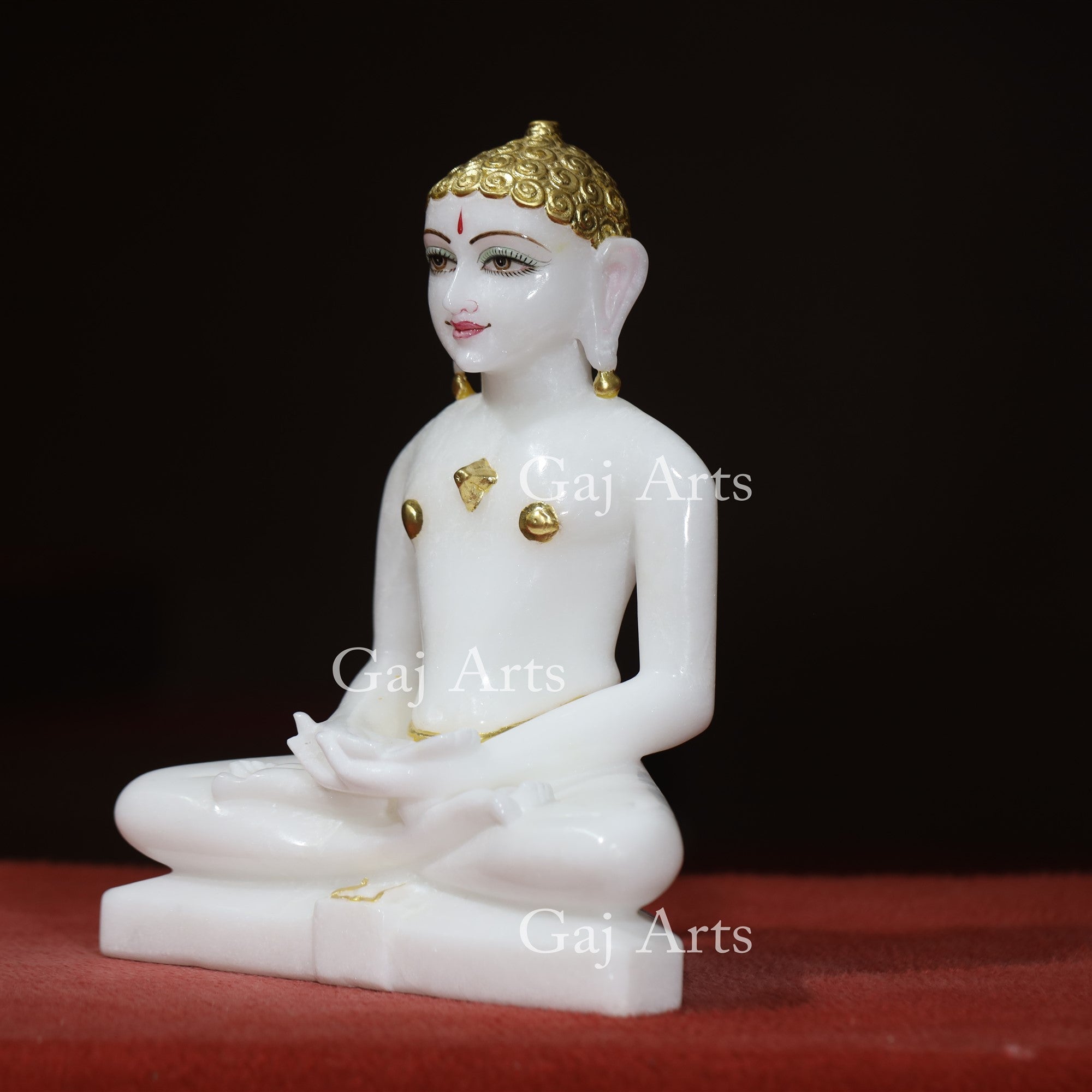 White Makrana Marble Jain Idol | 11 Inch