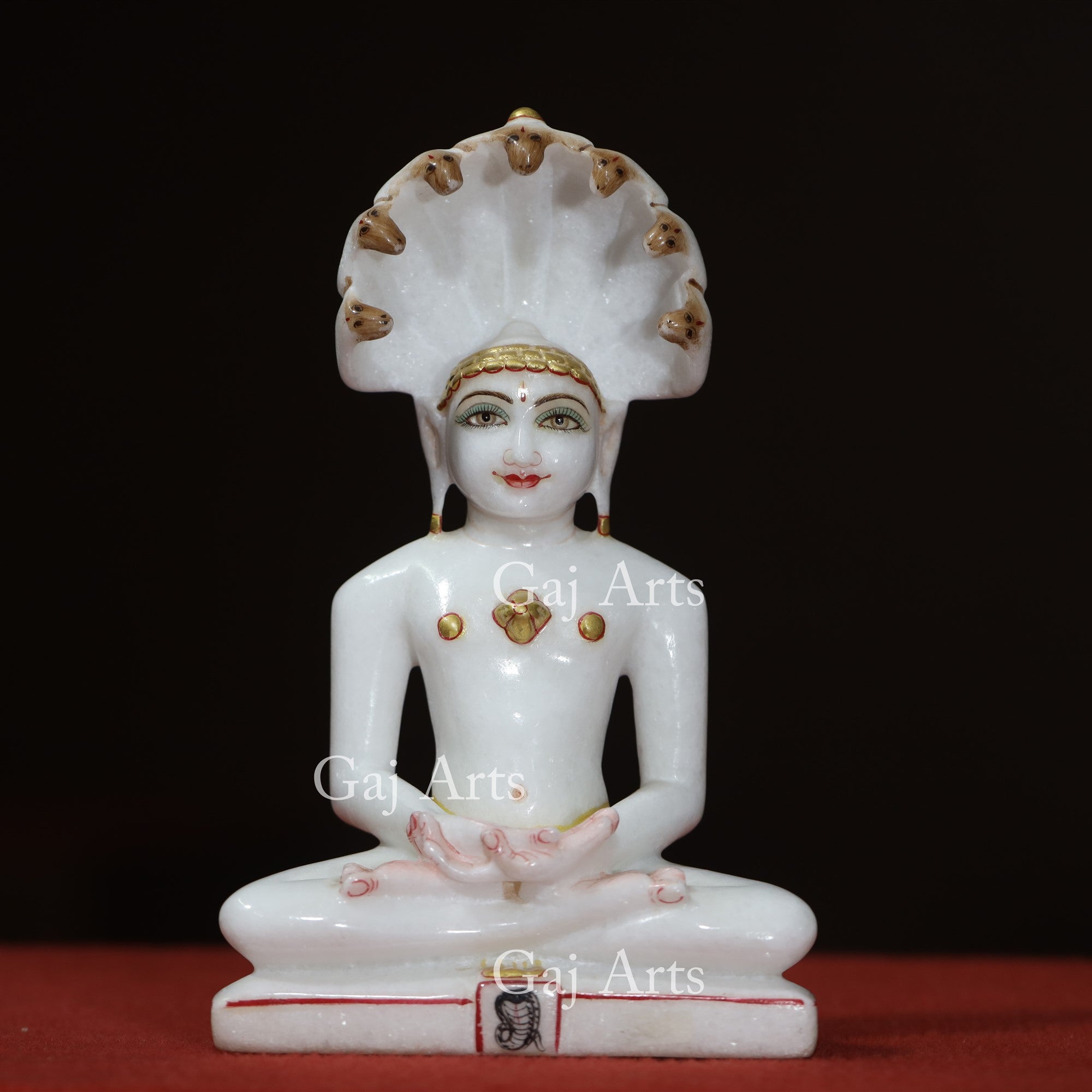 White Makrana Marble Parshwanath Ji Idol | 9 Inch
