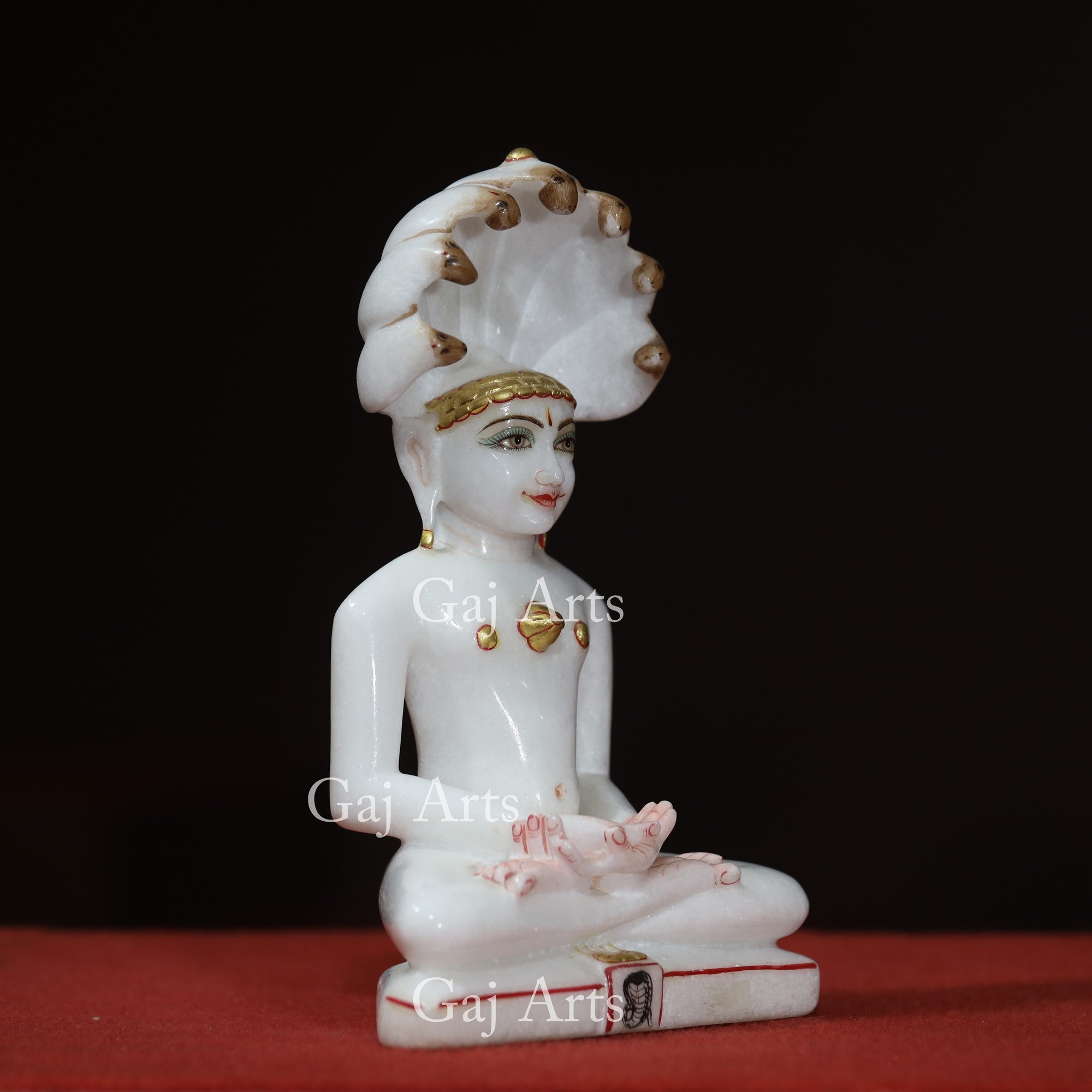 White Makrana Marble Parshwanath Ji Idol | 9 Inch