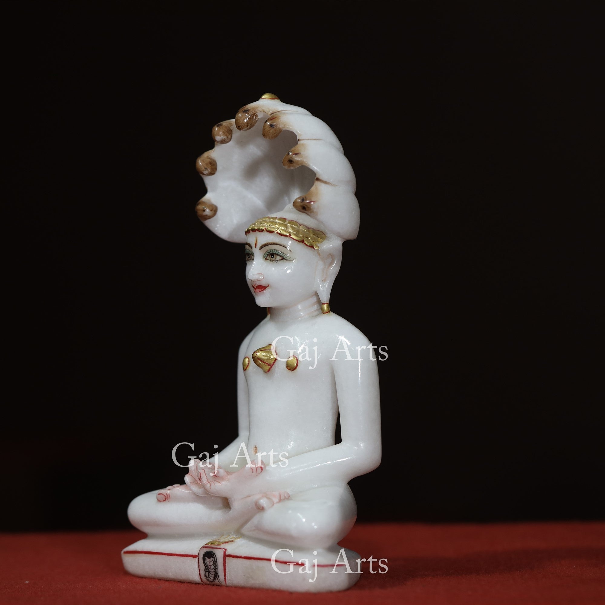 White Makrana Marble Parshwanath Ji Idol | 9 Inch