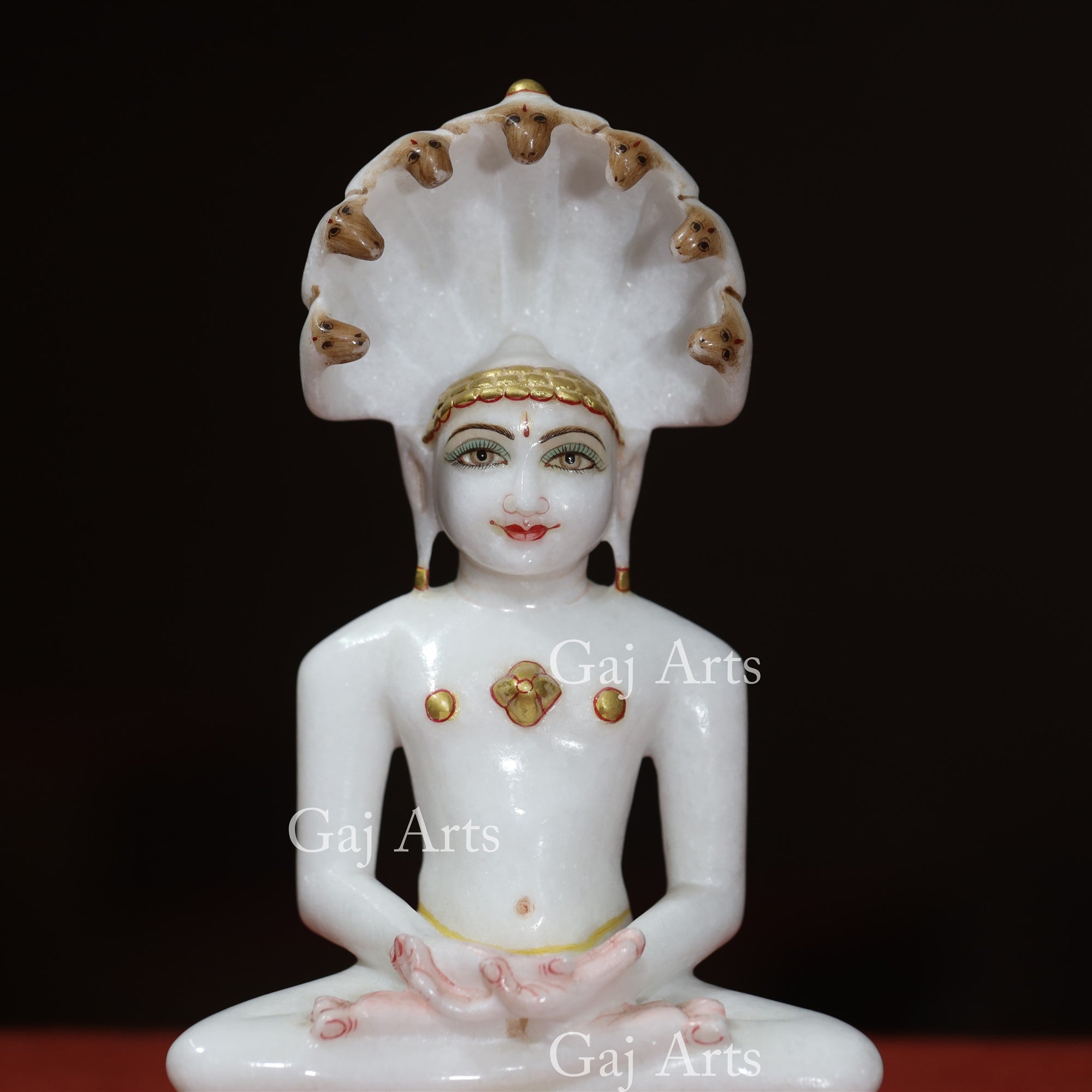 White Makrana Marble Parshwanath Ji Idol | 9 Inch