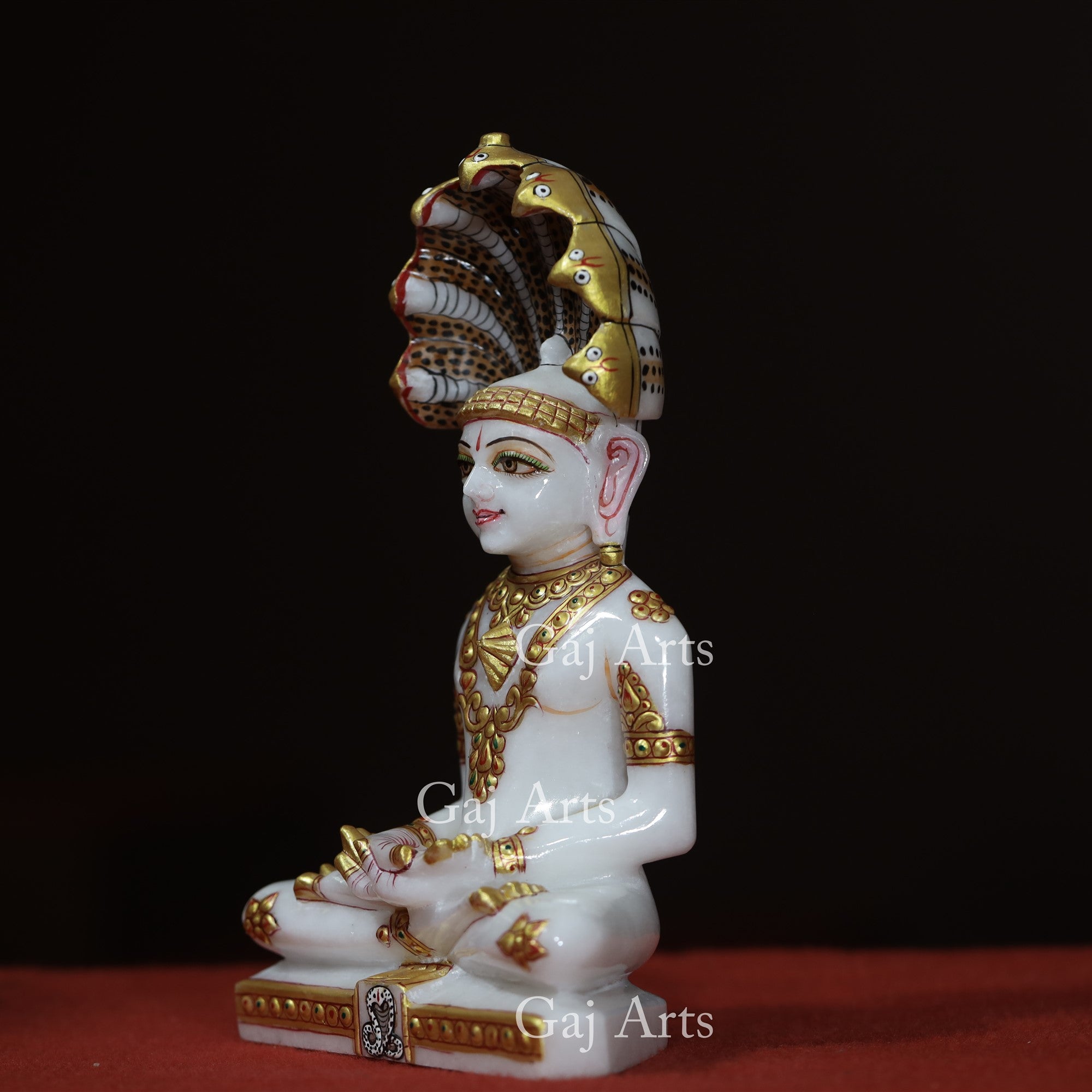 Makrana Marble Parshwanath Ji Idol | 9 Inch