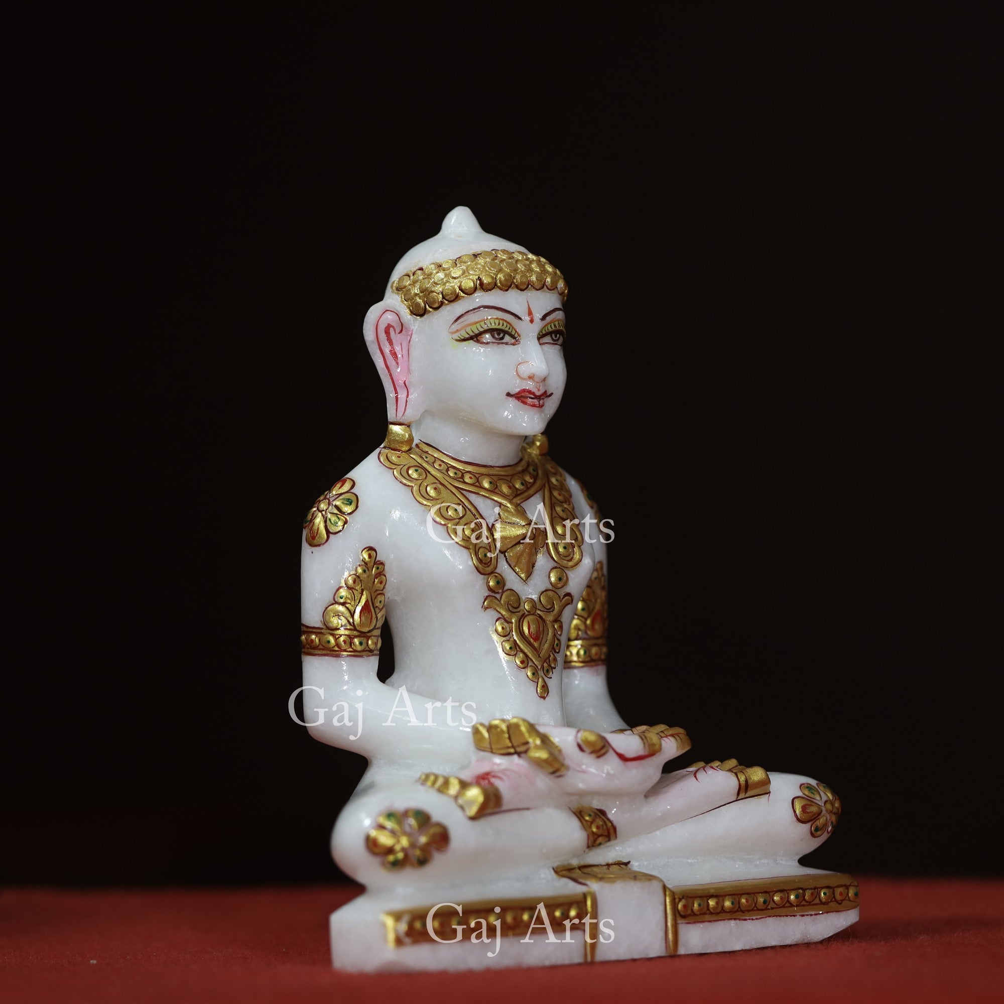 White Makrana Marble Jain Idol | 7 Inch