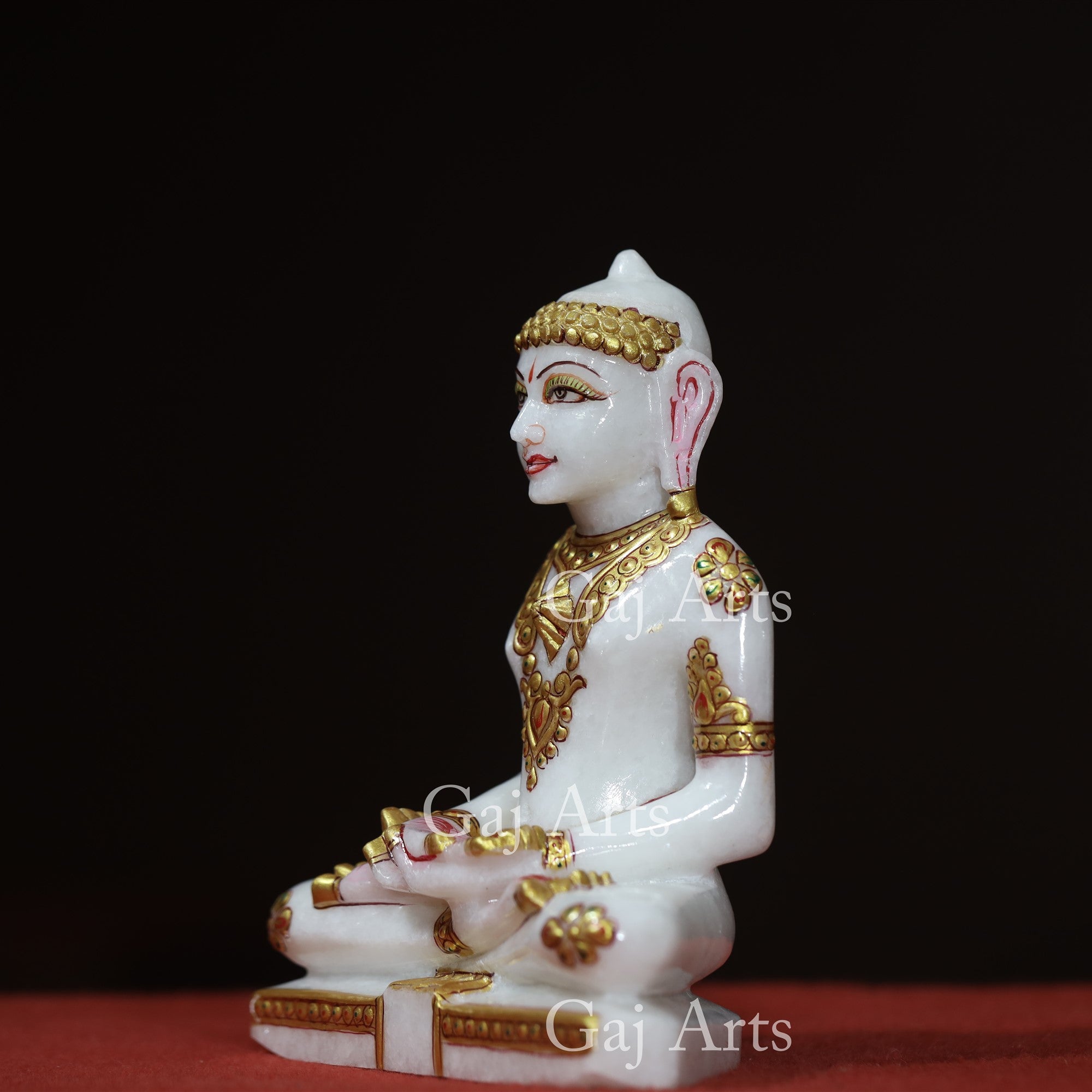 White Makrana Marble Jain Idol | 7 Inch
