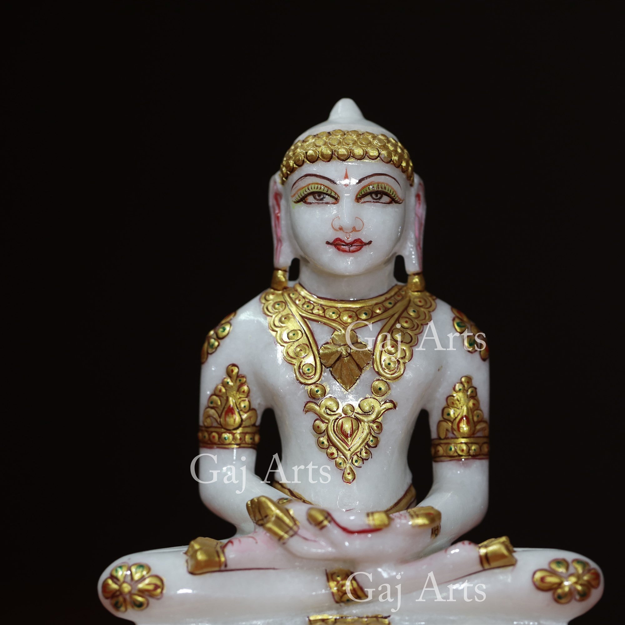 White Makrana Marble Jain Idol | 7 Inch