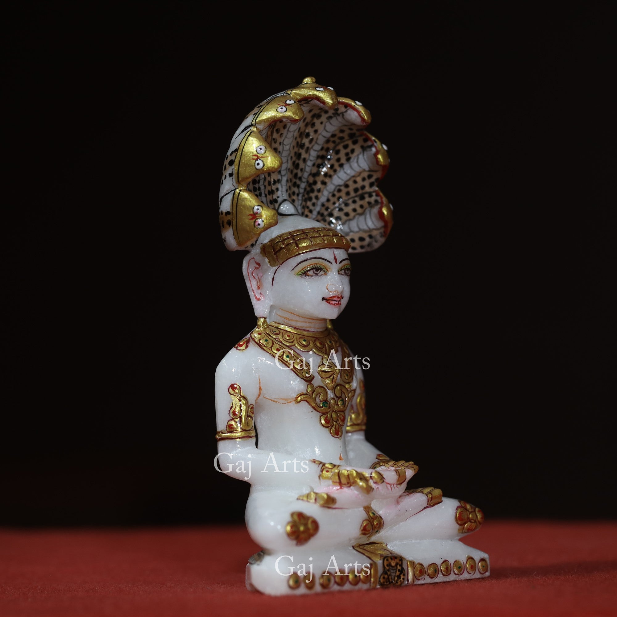 White Makrana Marble Parshwanath Ji Idol | 7 Inch