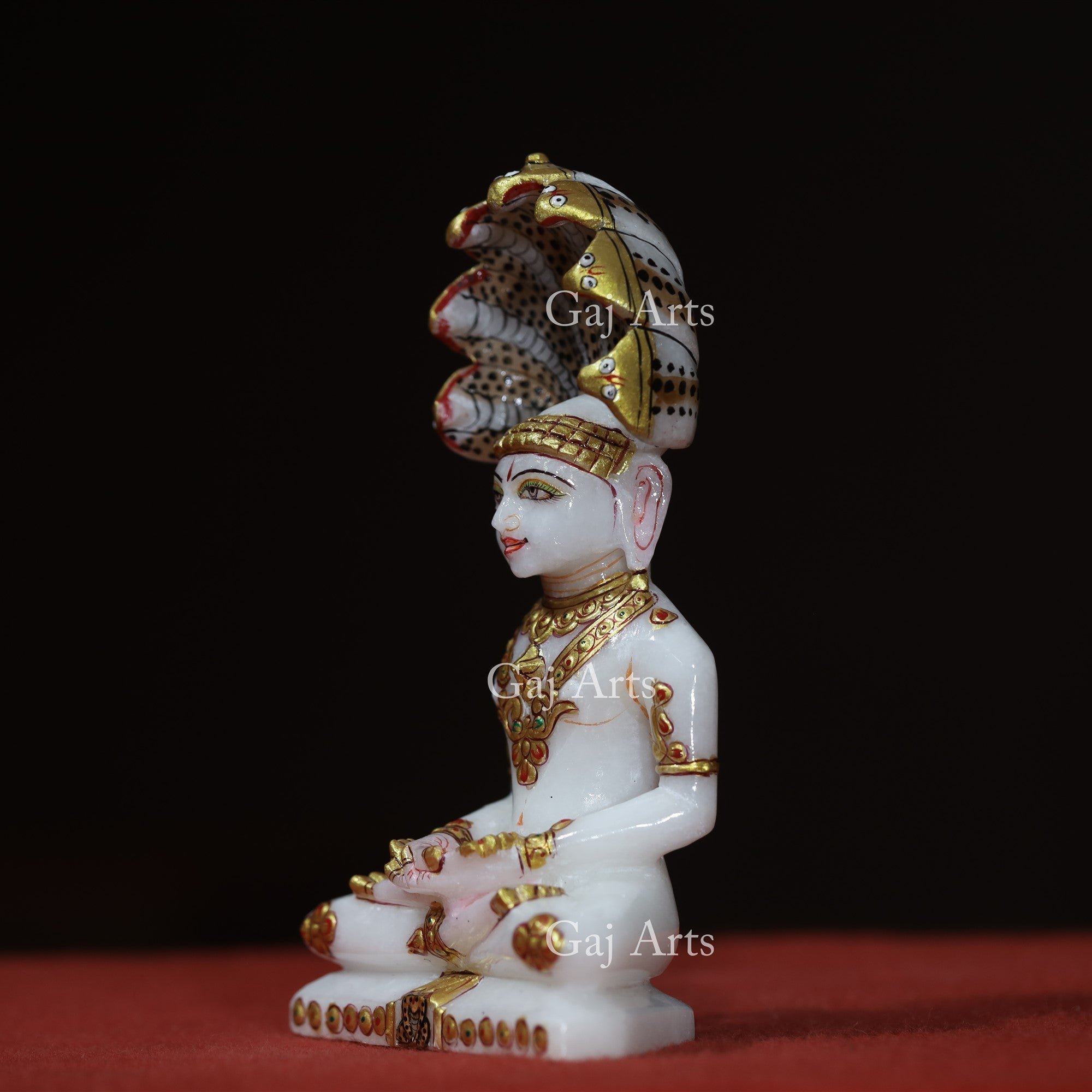 White Makrana Marble Parshwanath Ji Idol | 7 Inch