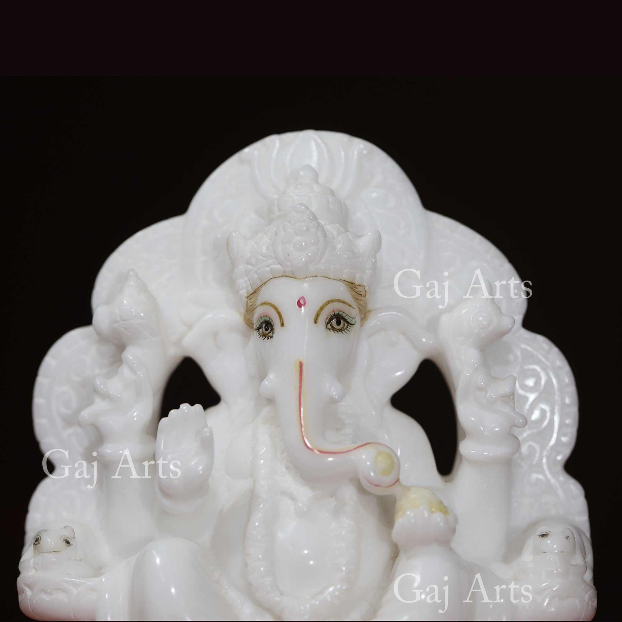 Super White Makrana Marble Ganesh Idol | 8 Inch