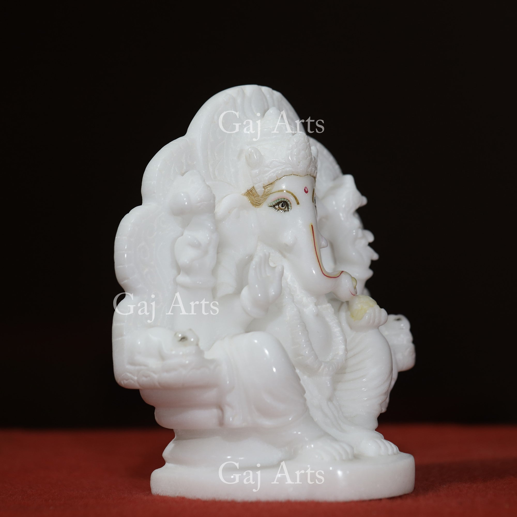 Super White Makrana Marble Ganesh Idol | 8 Inch