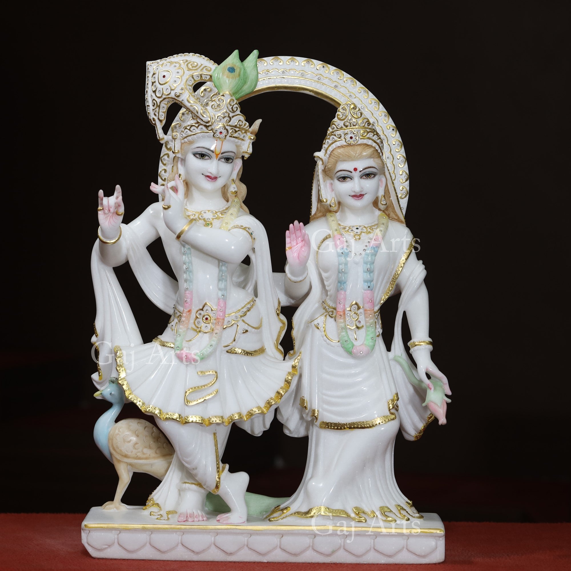 Super White Vietnam Marble Radha Krishna Jugal Jodi Idol | 27 Inch