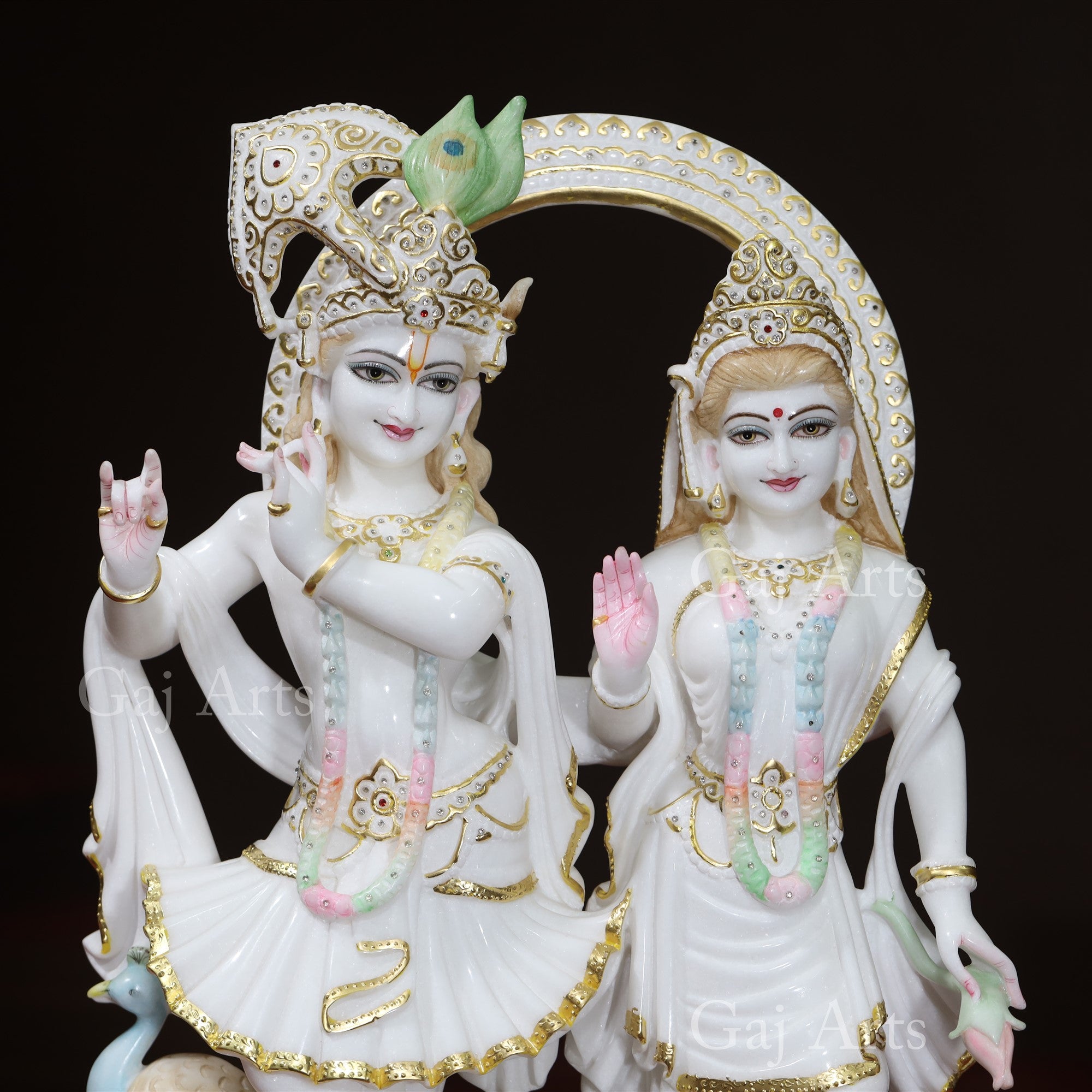 Super White Vietnam Marble Radha Krishna Jugal Jodi Idol | 27 Inch