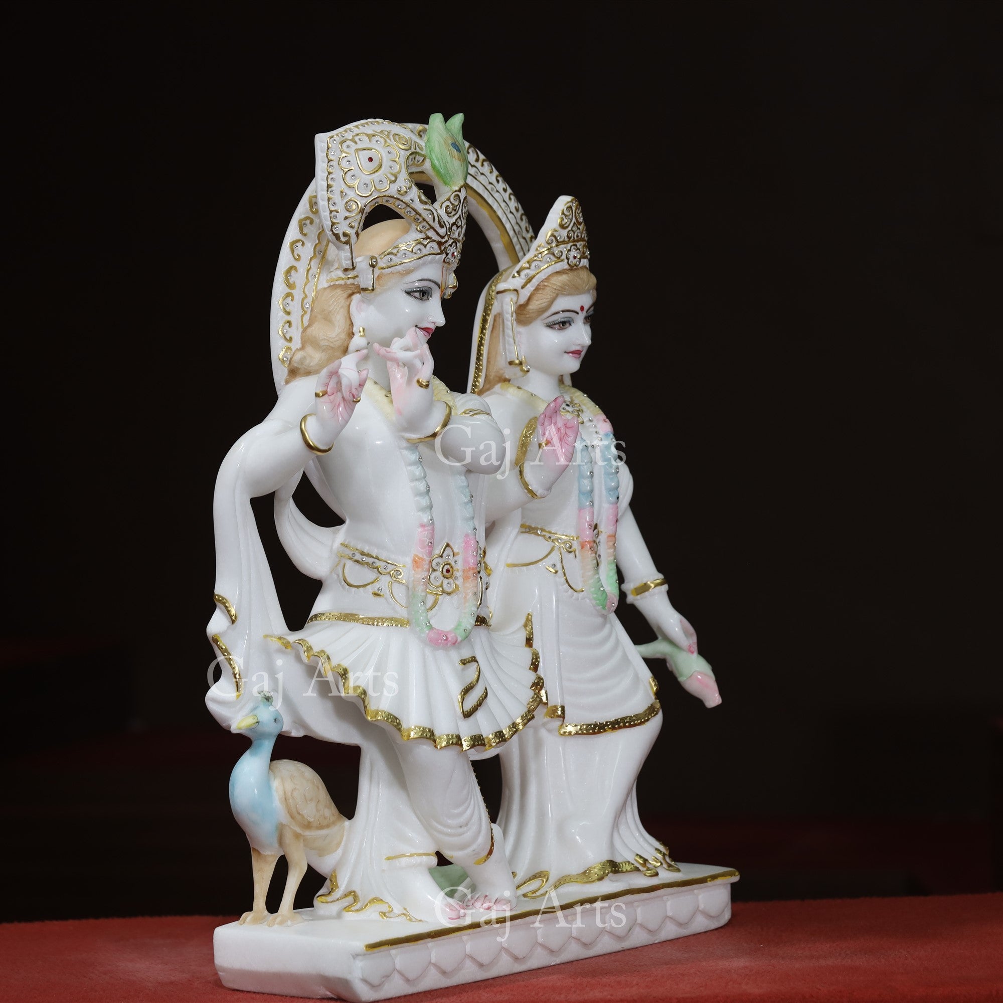 Super White Vietnam Marble Radha Krishna Jugal Jodi Idol | 27 Inch