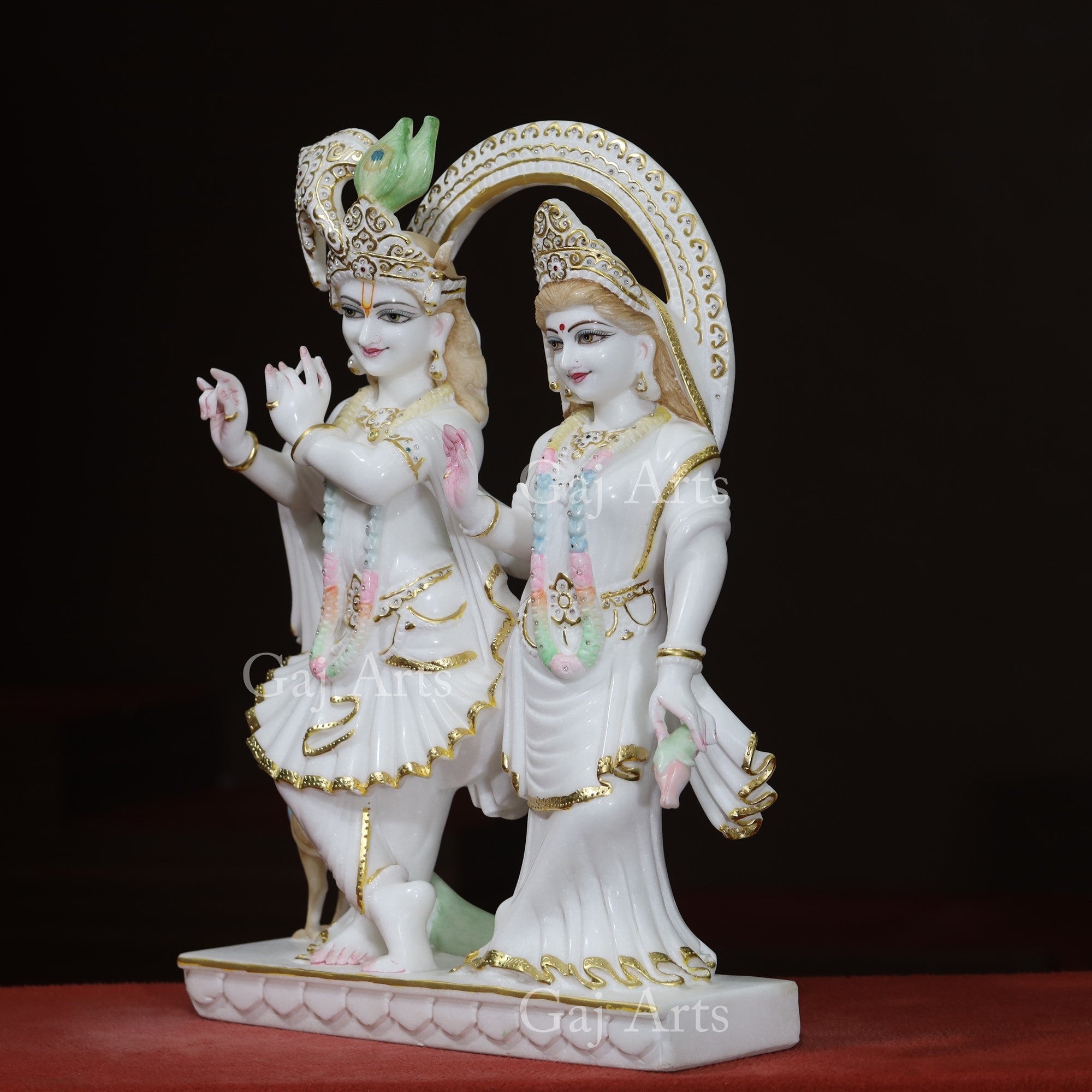 Super White Vietnam Marble Radha Krishna Jugal Jodi Idol | 27 Inch