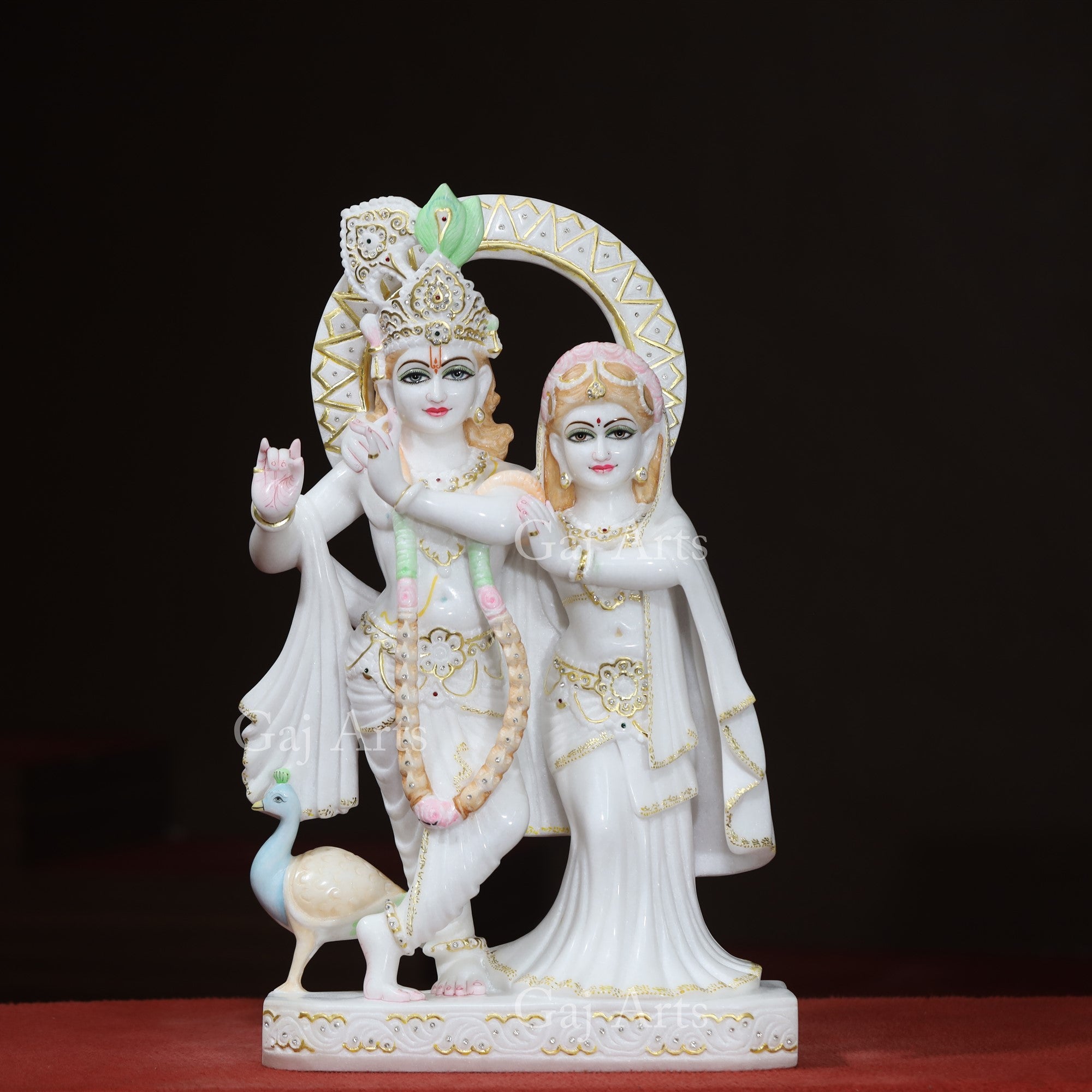 Super White Vietnam Marble Radha Krishna Jugal Jodi Idol | 24 Inch