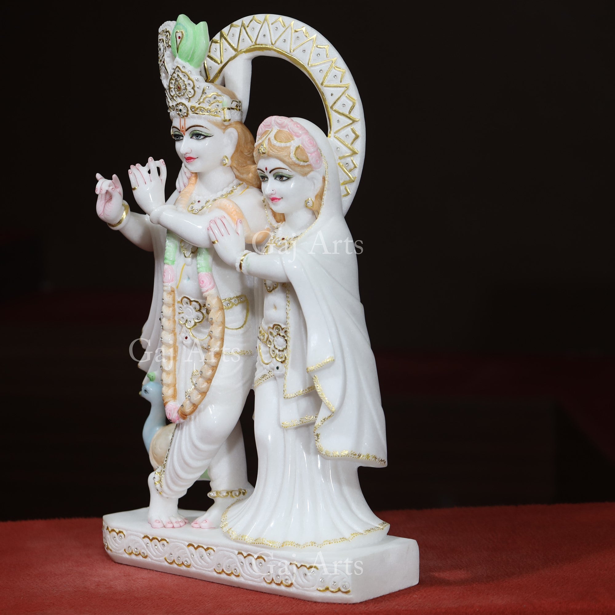 Super White Vietnam Marble Radha Krishna Jugal Jodi Idol | 24 Inch