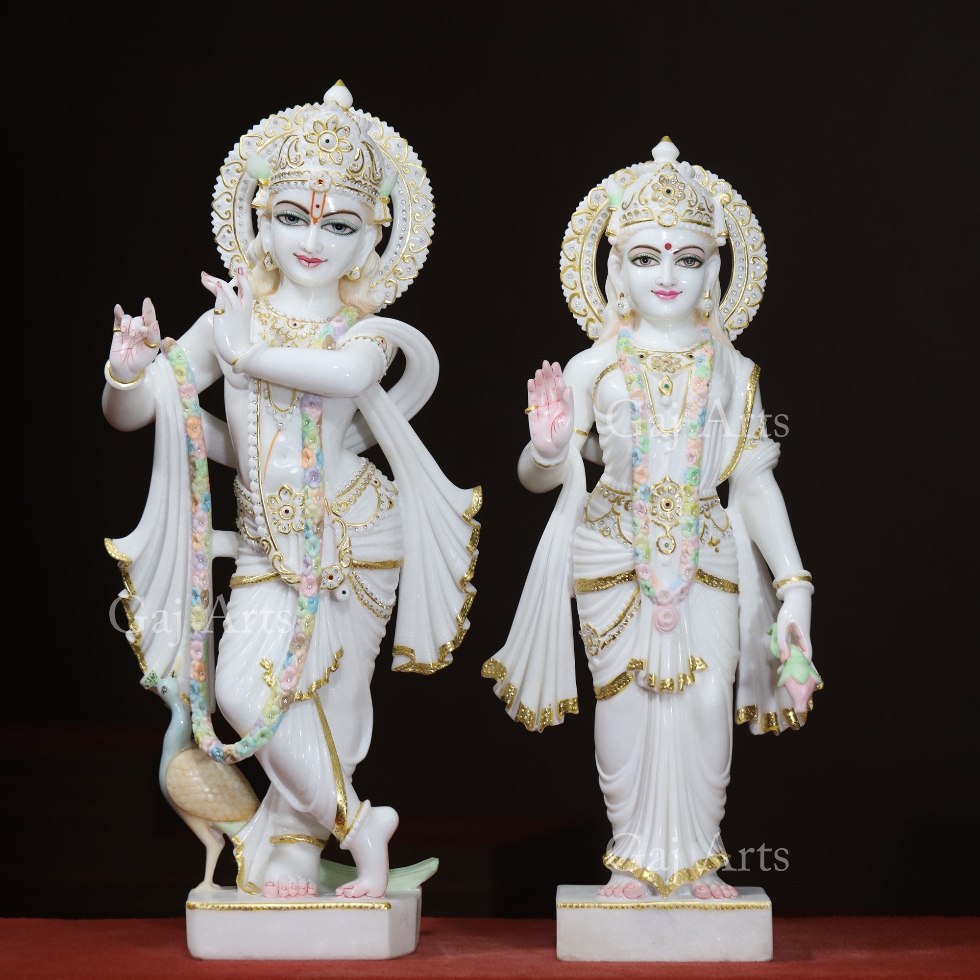 Super White Vietnam Marble Radha Krishna Idol | 30 Inch