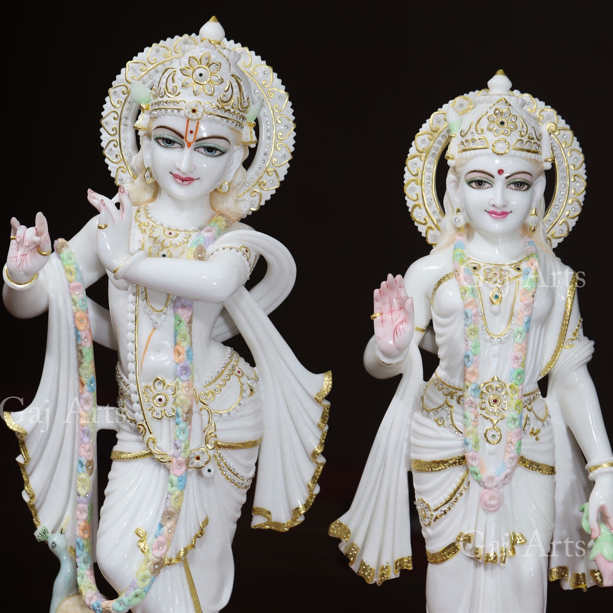 Super White Vietnam Marble Radha Krishna Idol | 30 Inch