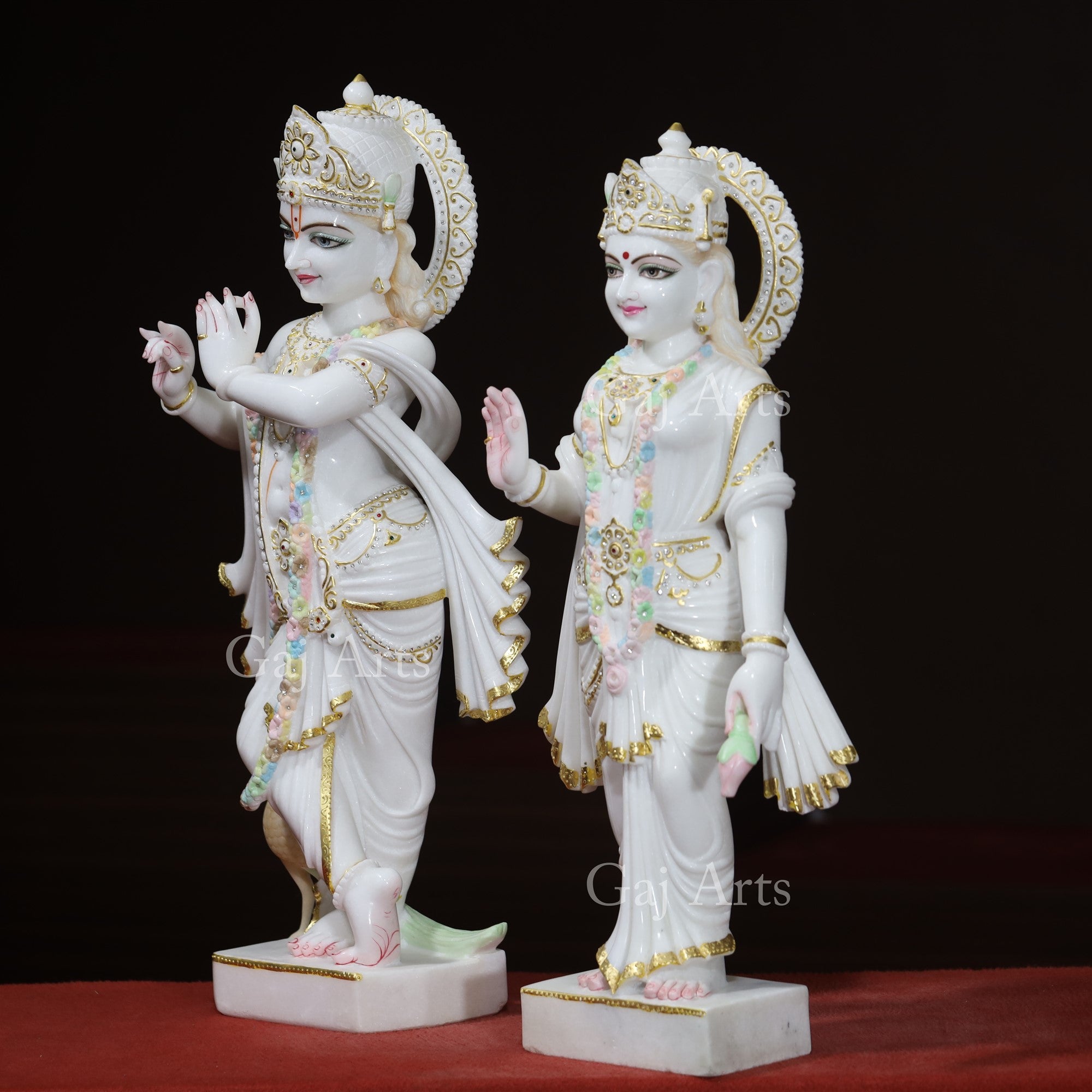Super White Vietnam Marble Radha Krishna Idol | 30 Inch