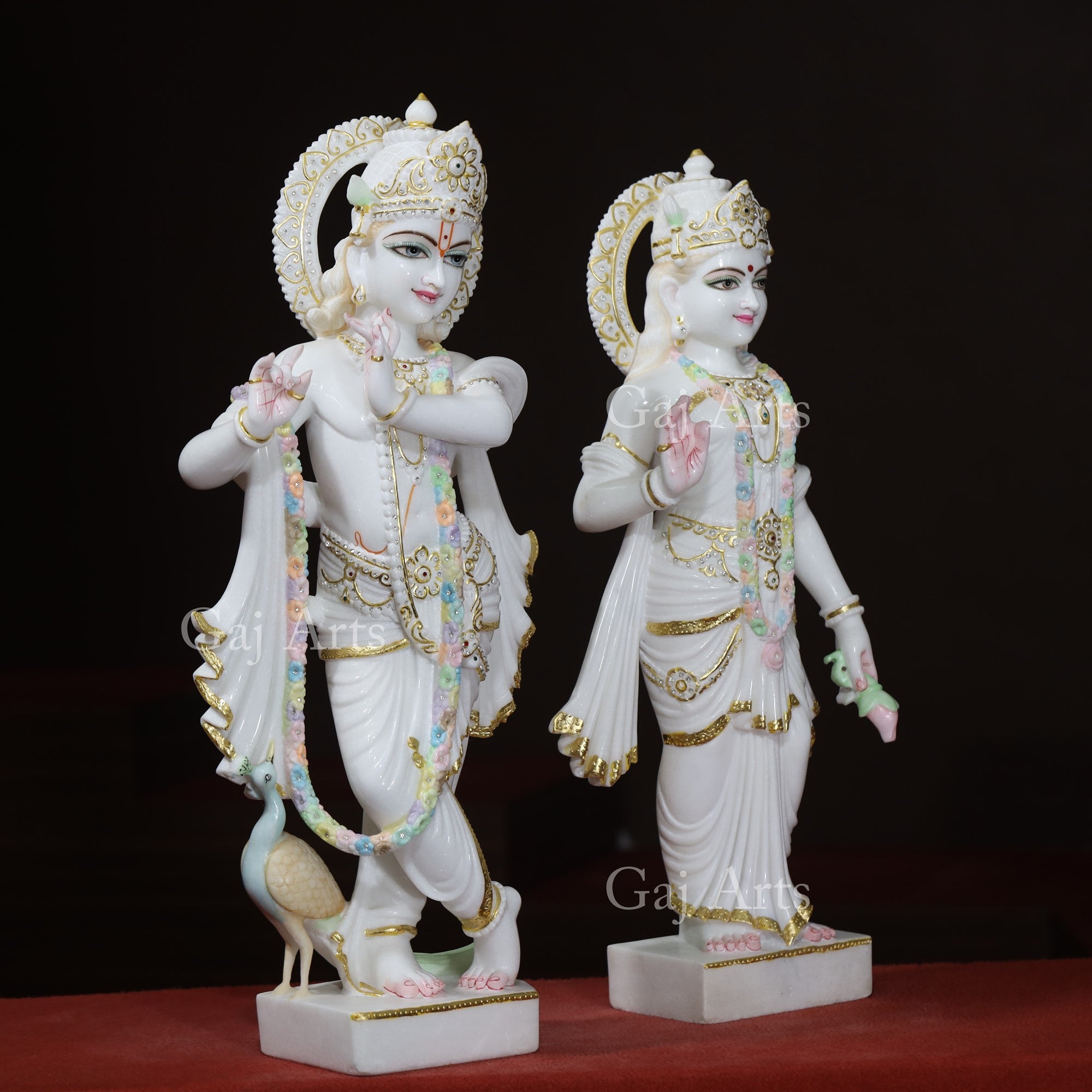 Super White Vietnam Marble Radha Krishna Idol | 30 Inch