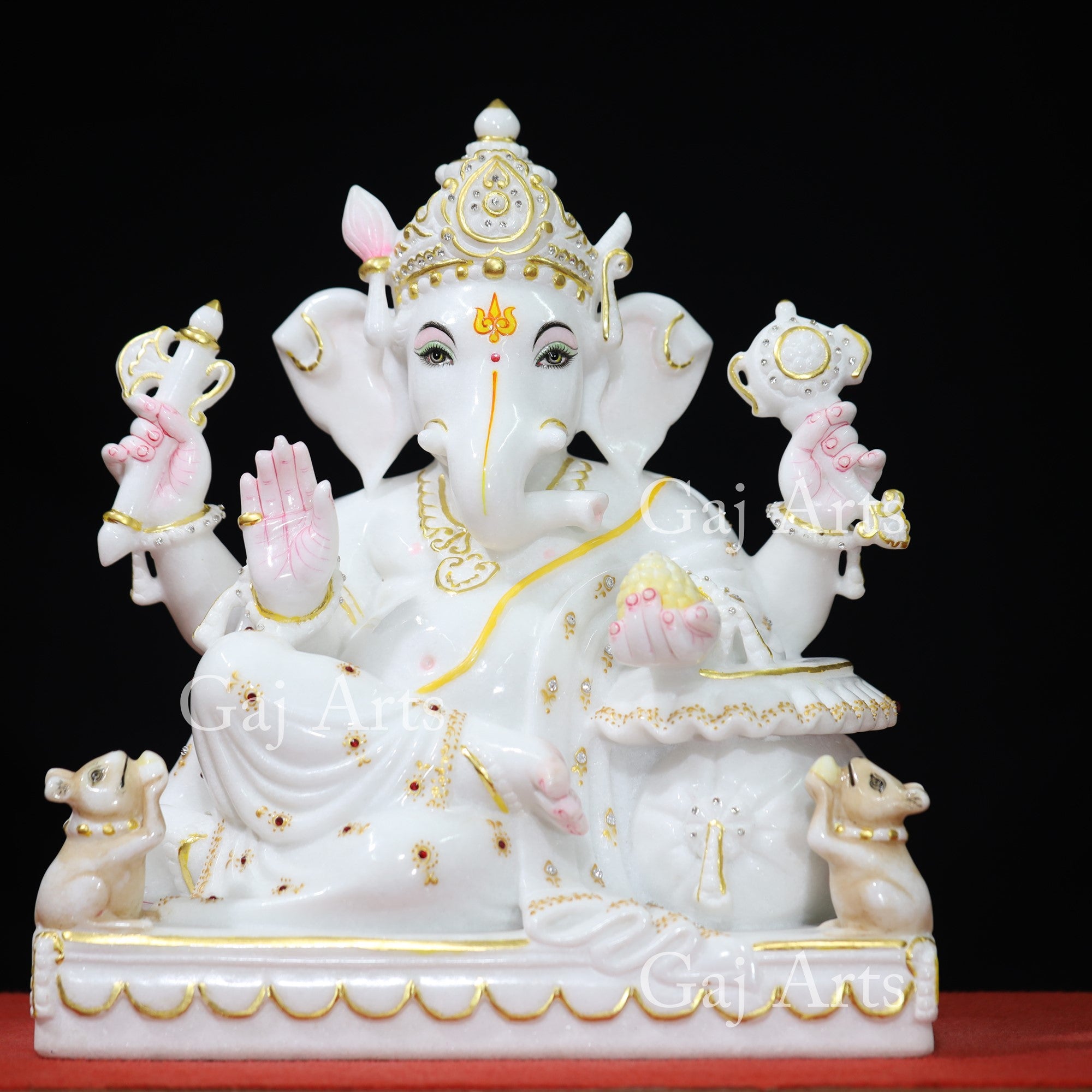Super White Vietnam Marble Ganesh Idol | 17 Inch
