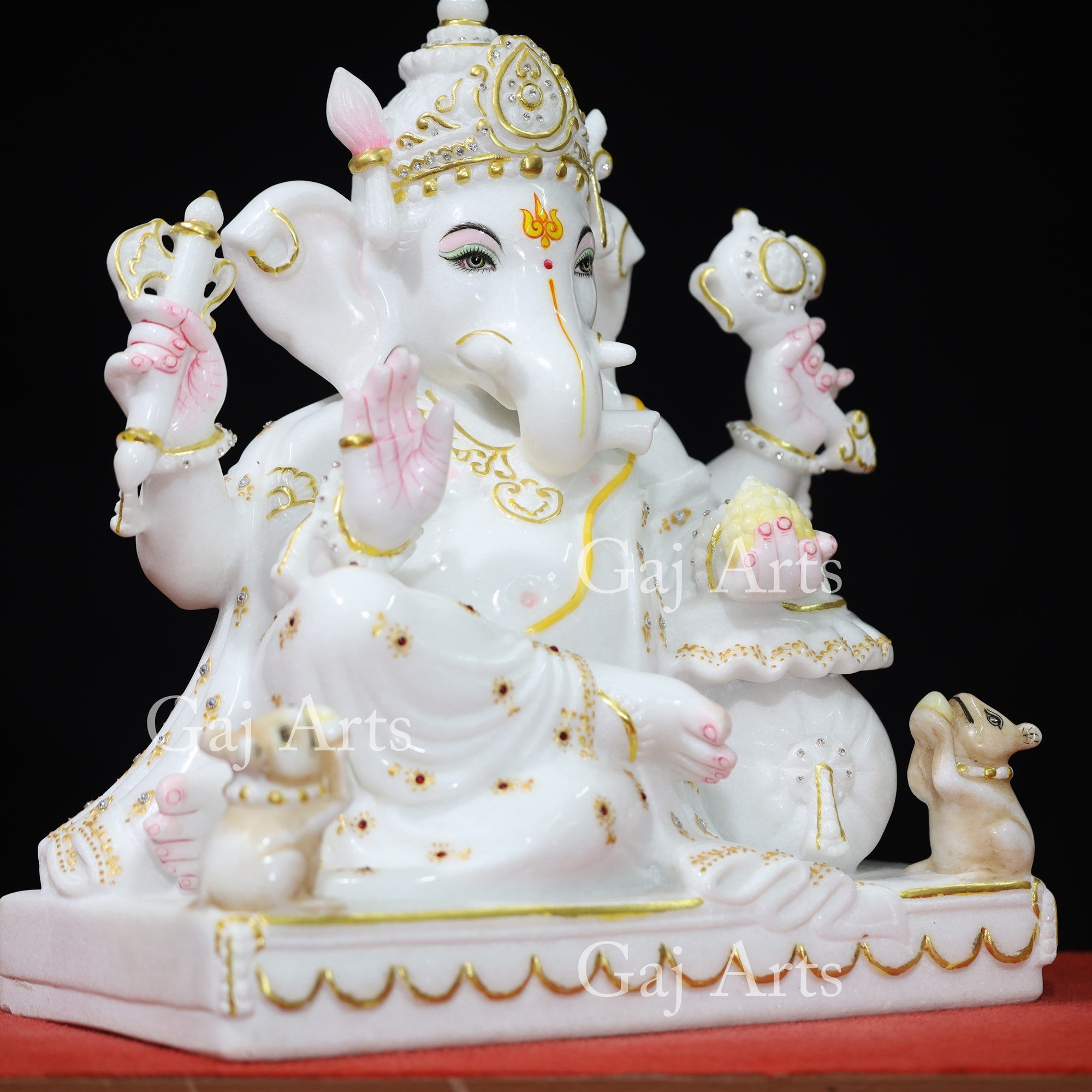 Super White Vietnam Marble Ganesh Idol | 17 Inch