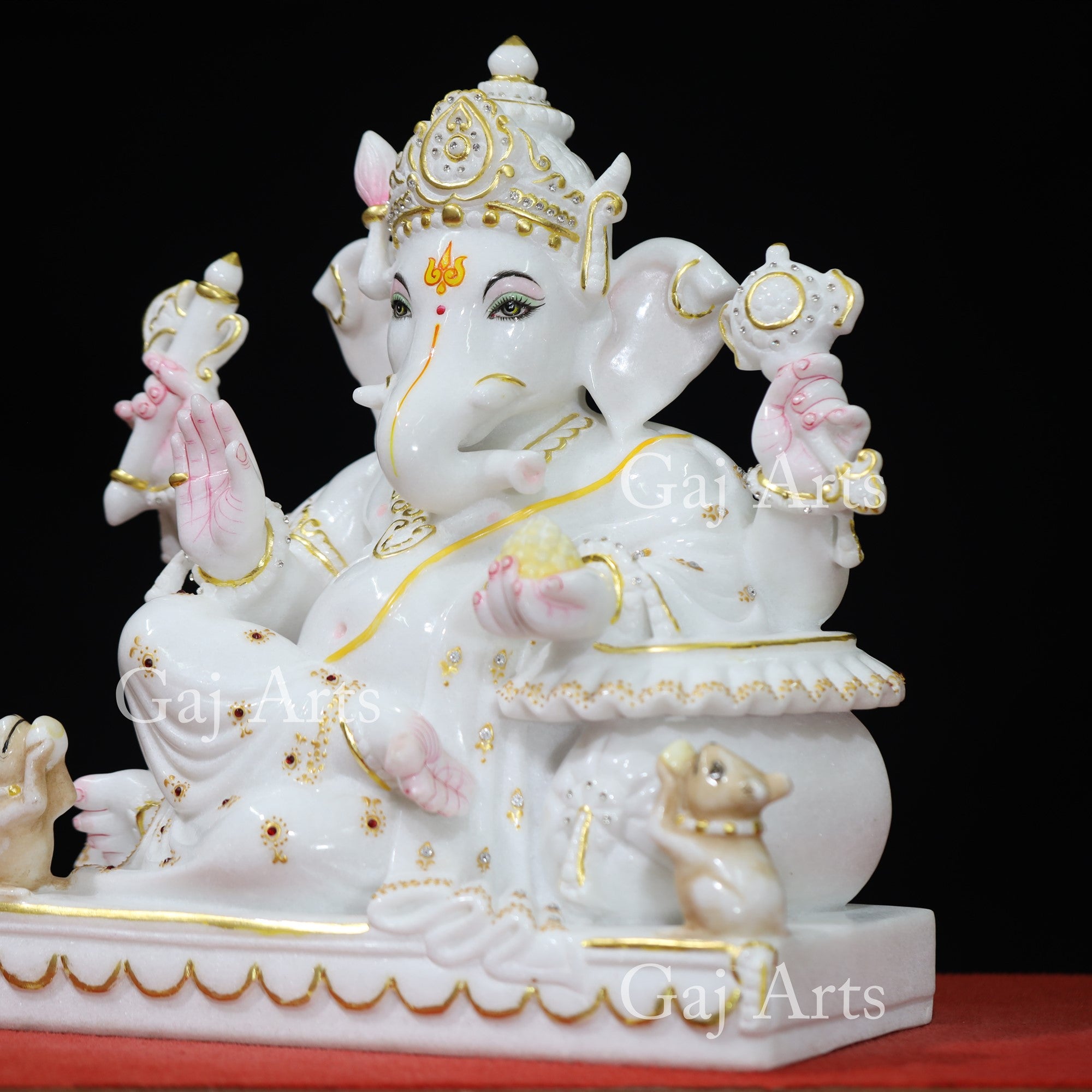Super White Vietnam Marble Ganesh Idol | 17 Inch