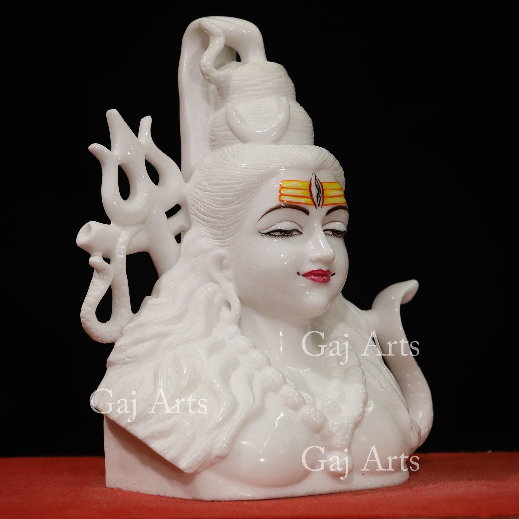 Super White Makrana Marble Shiva Bust | 15 Inch