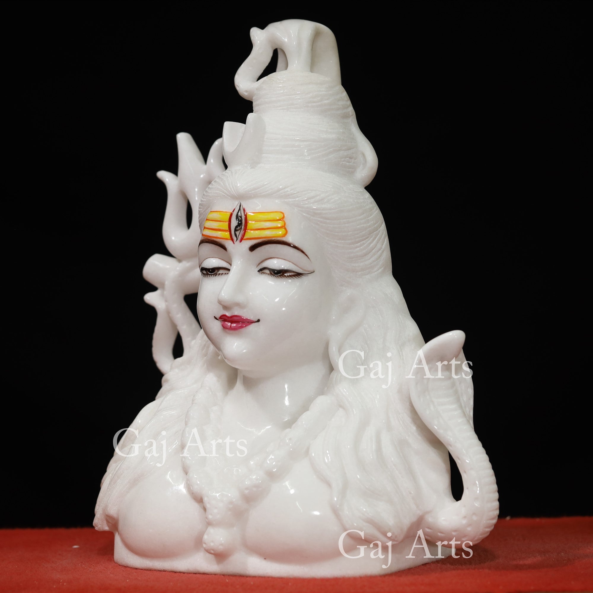 Super White Makrana Marble Shiva Bust | 15 Inch