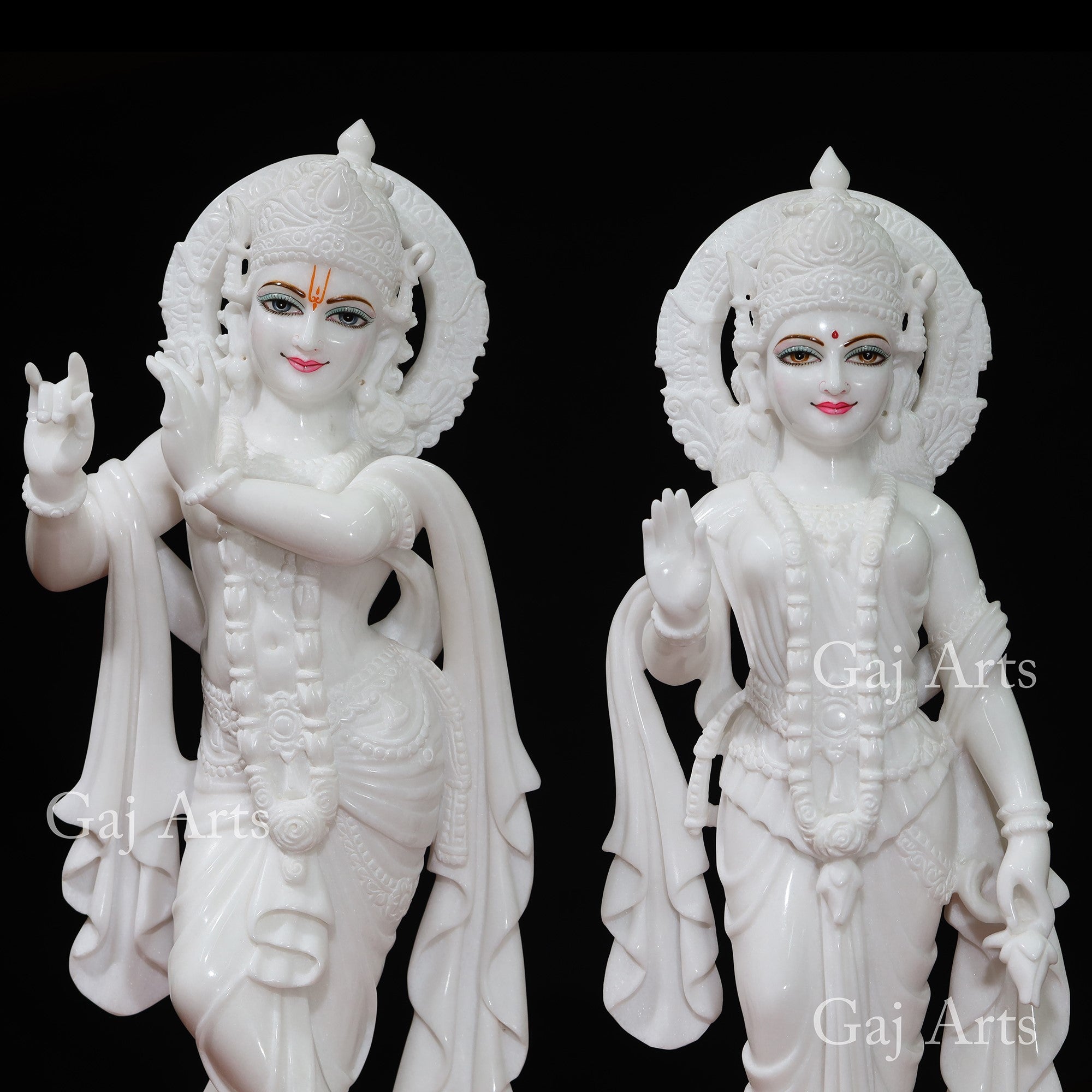 Super White Vietnam Marble Radha Krishna Idol | 30 Inch