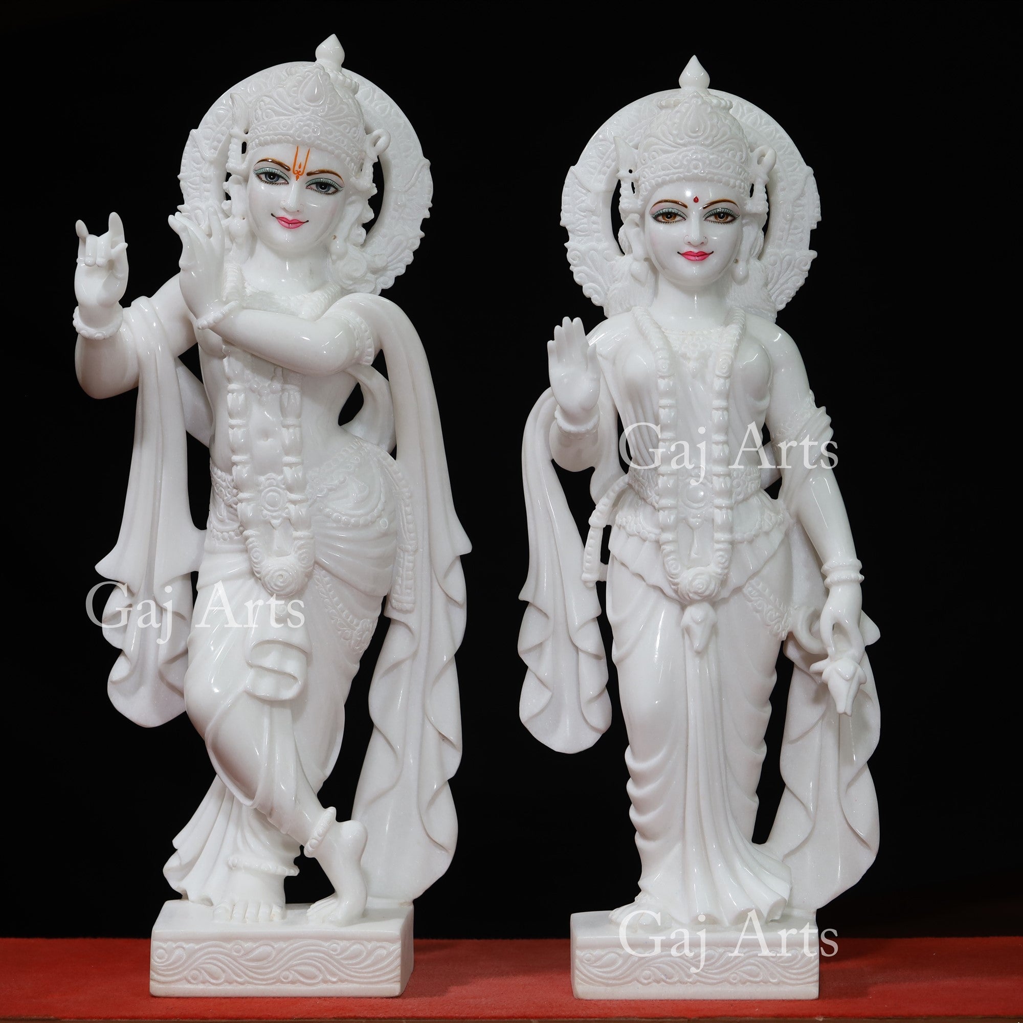 Super White Vietnam Marble Radha Krishna Idol | 30 Inch