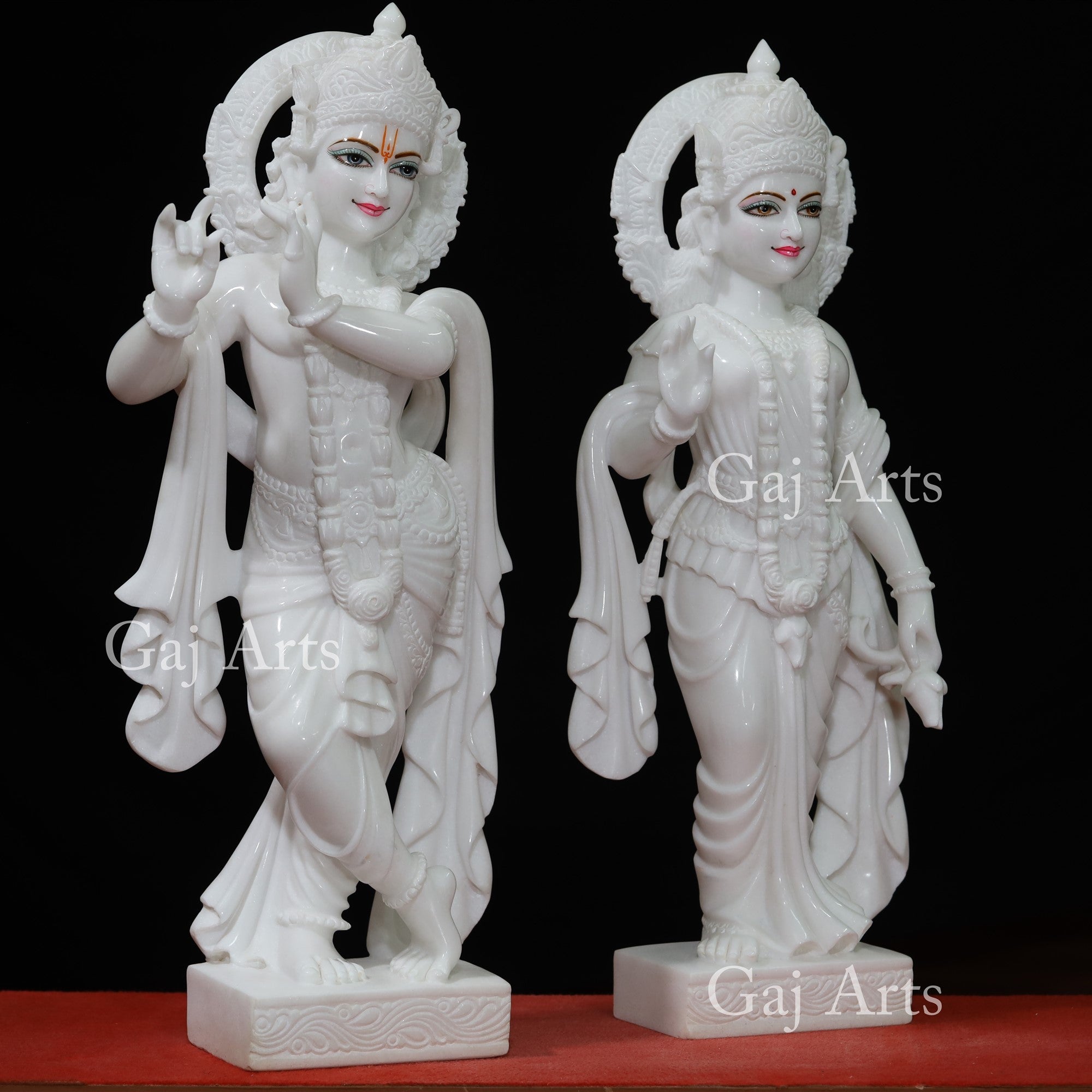 Super White Vietnam Marble Radha Krishna Idol | 30 Inch