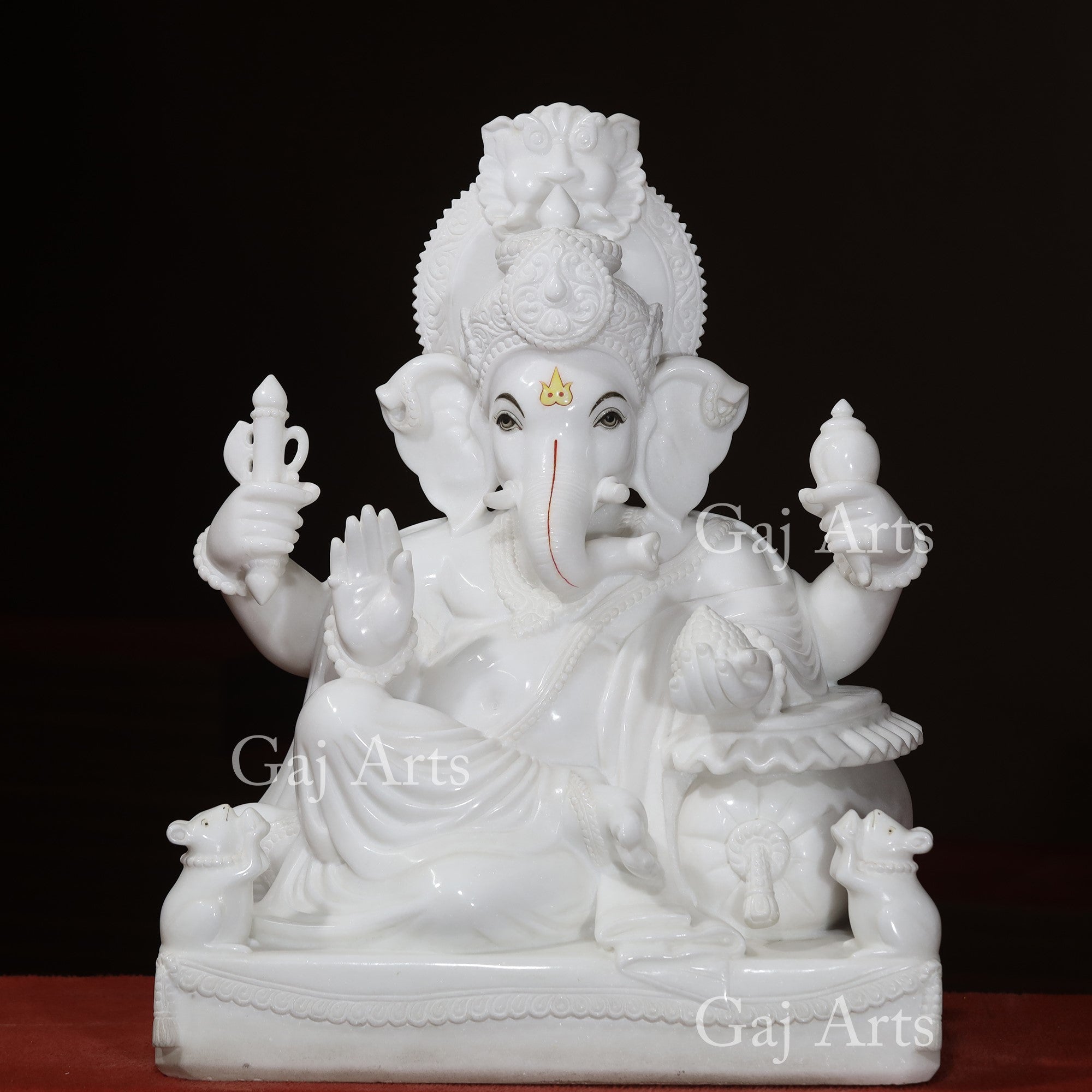 Super White Vietnam Marble Ganesh Statue | 30 Inch