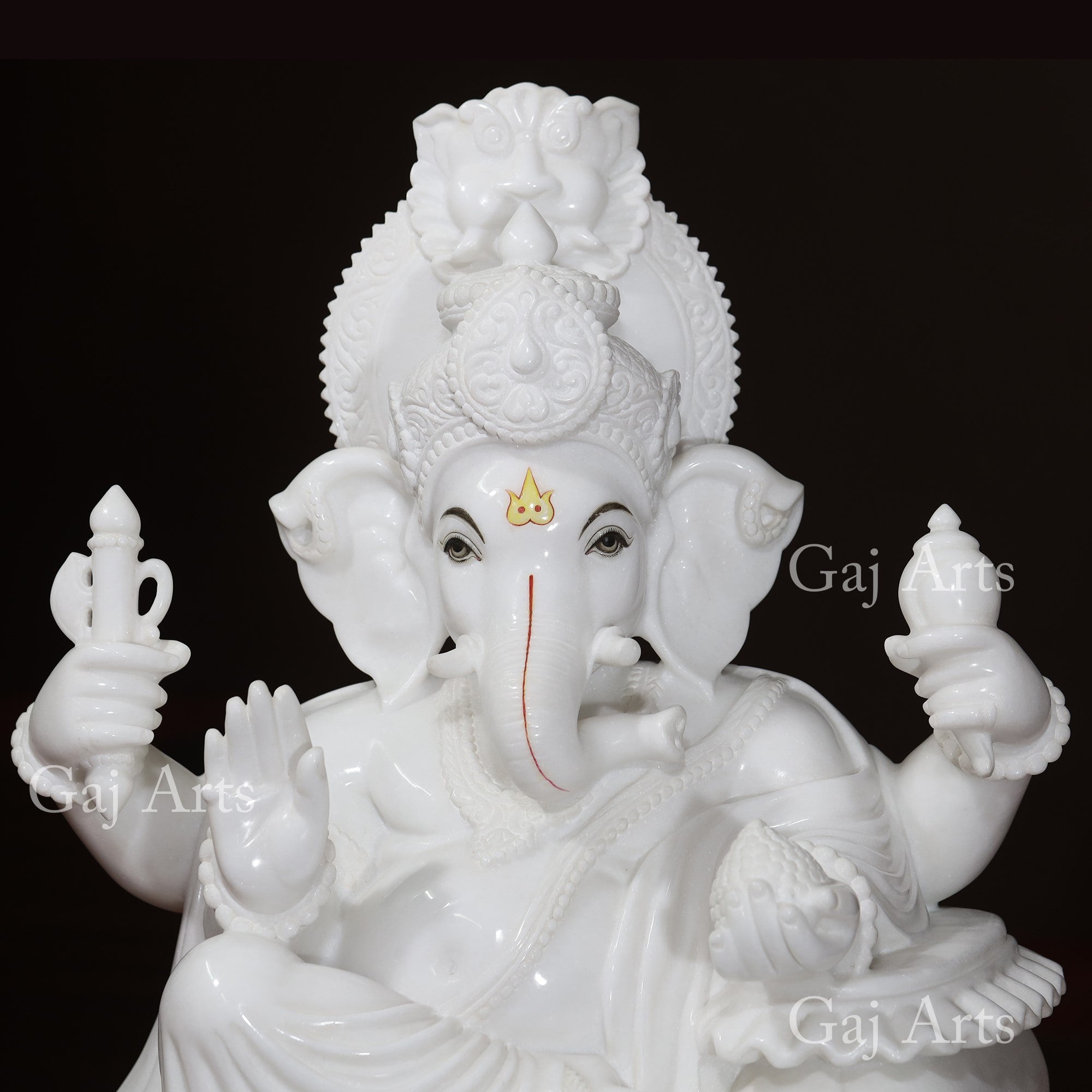 Super White Vietnam Marble Ganesh Statue | 30 Inch