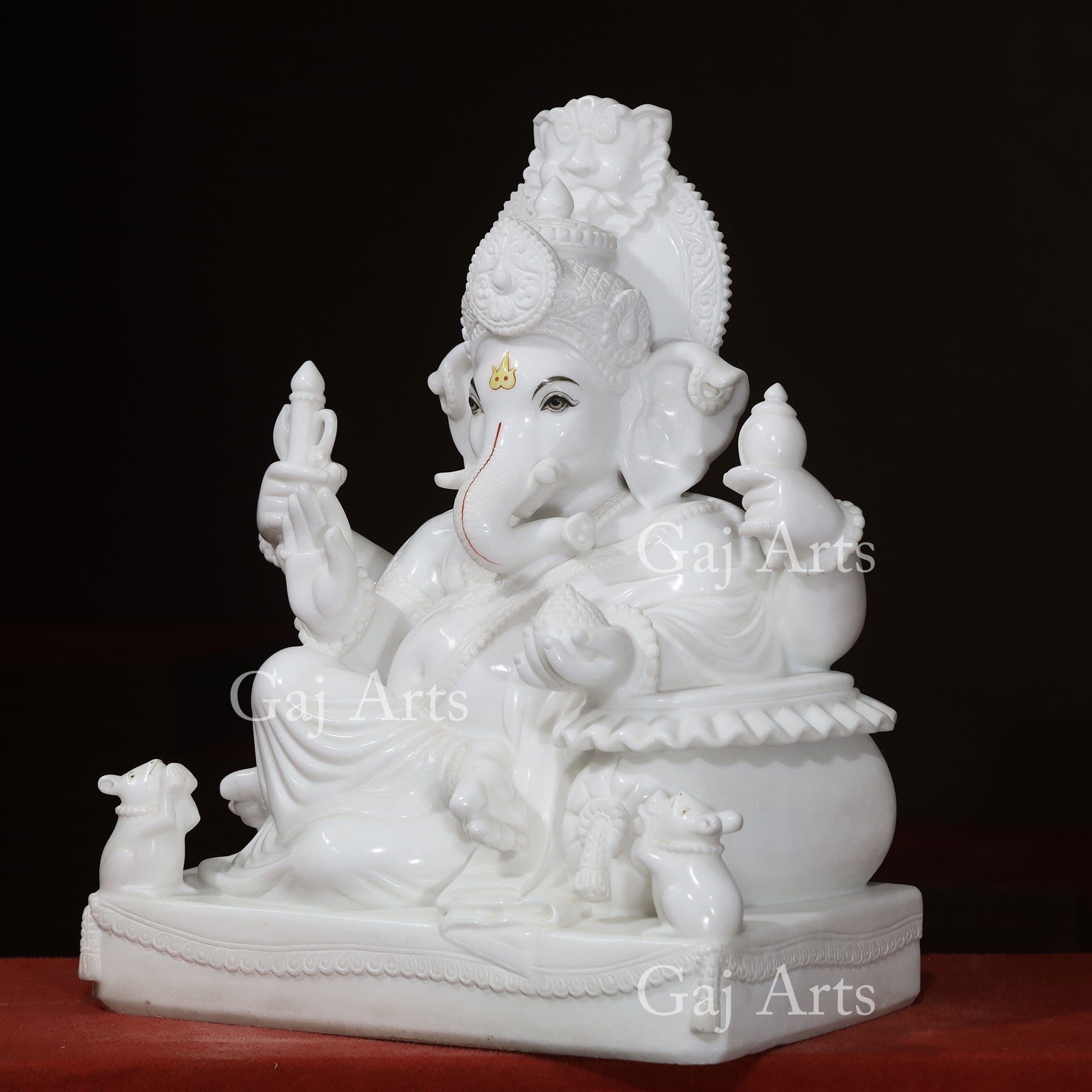 Super White Vietnam Marble Ganesh Statue | 30 Inch