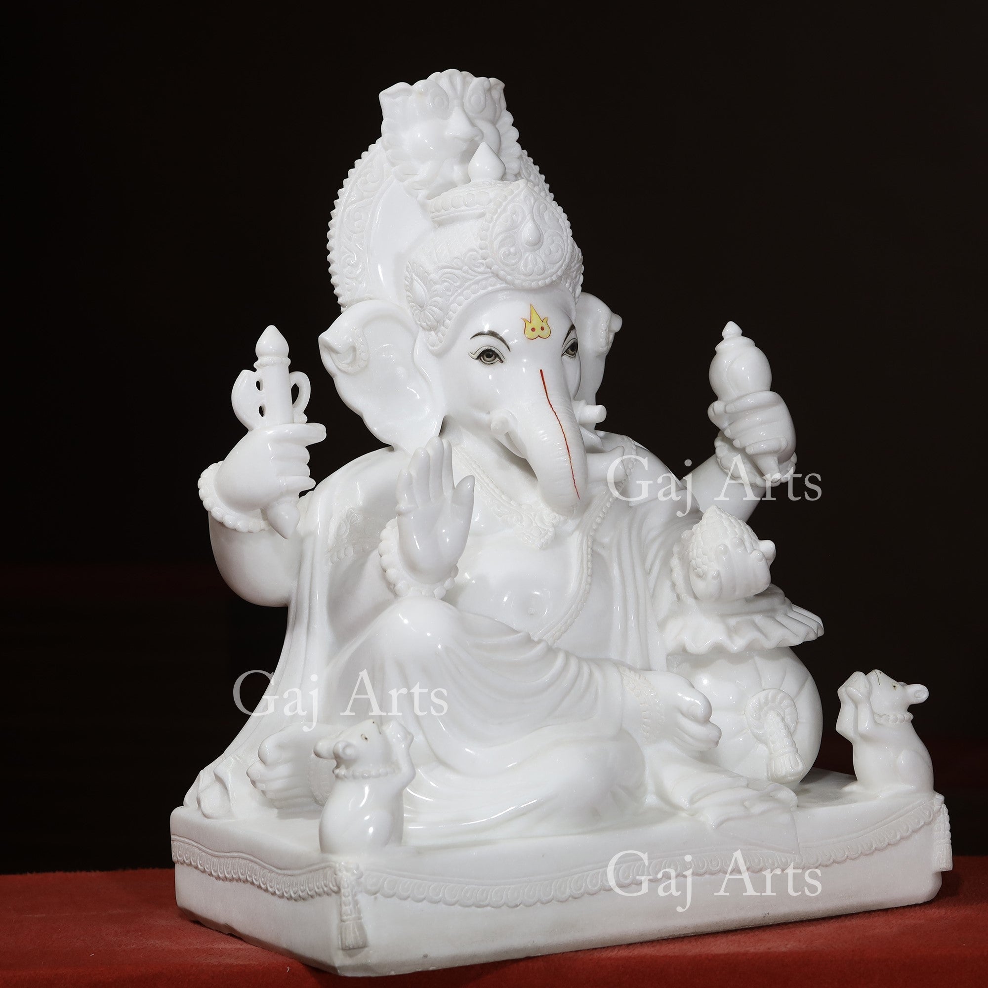 Super White Vietnam Marble Ganesh Statue | 30 Inch