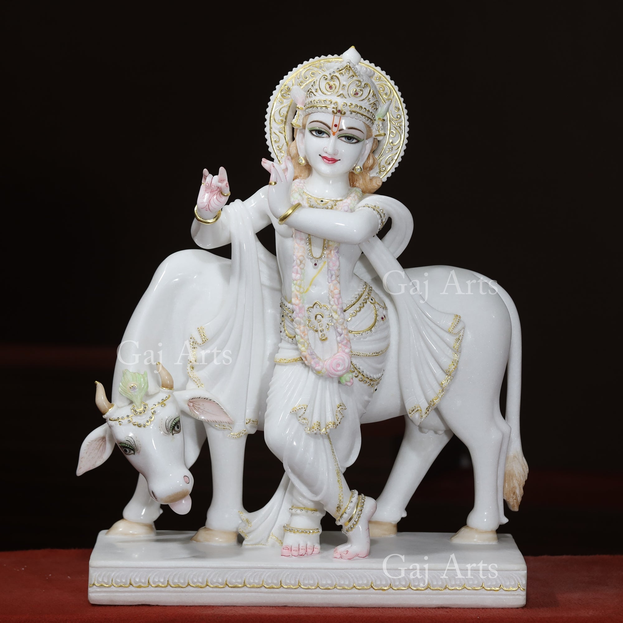 Super White Vietnam Marble Go Gopal Idol | 30 Inch