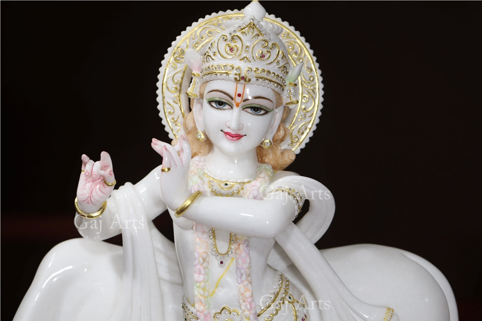 Super White Vietnam Marble Go Gopal Idol | 30 Inch