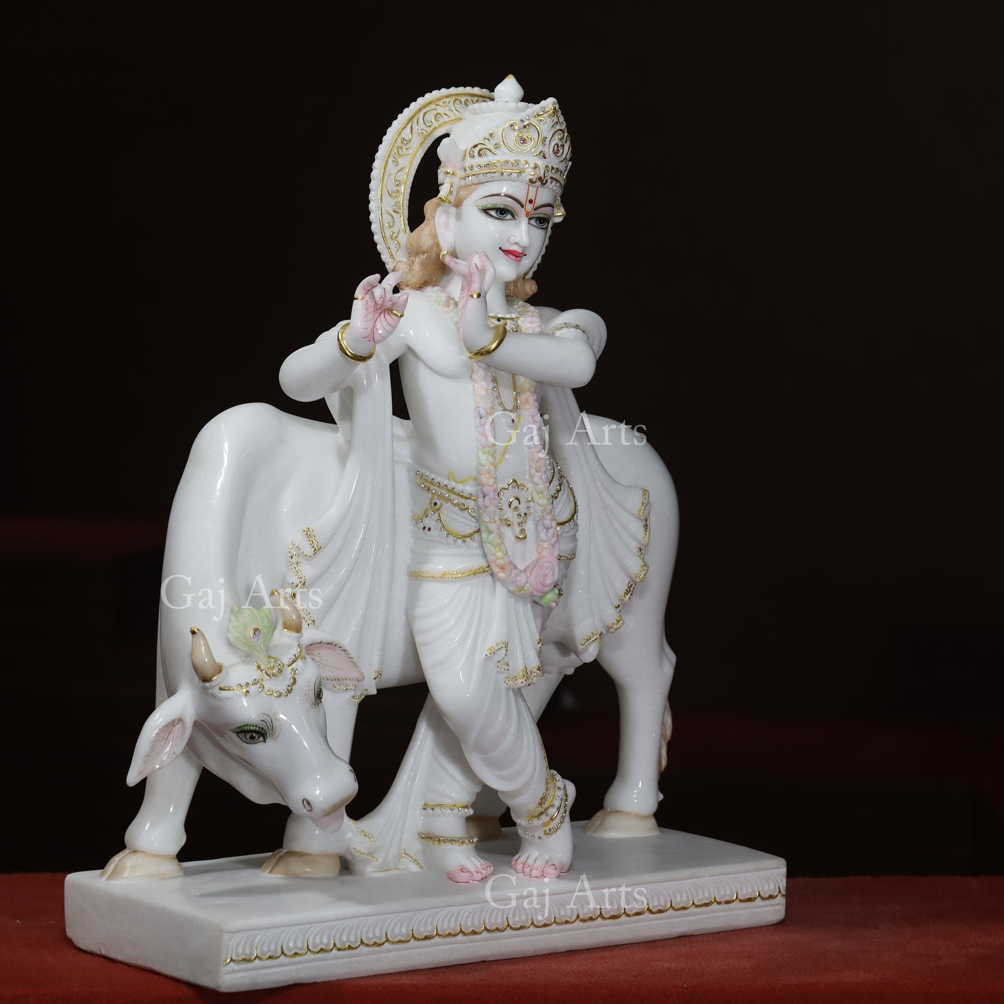 Super White Vietnam Marble Go Gopal Idol | 30 Inch