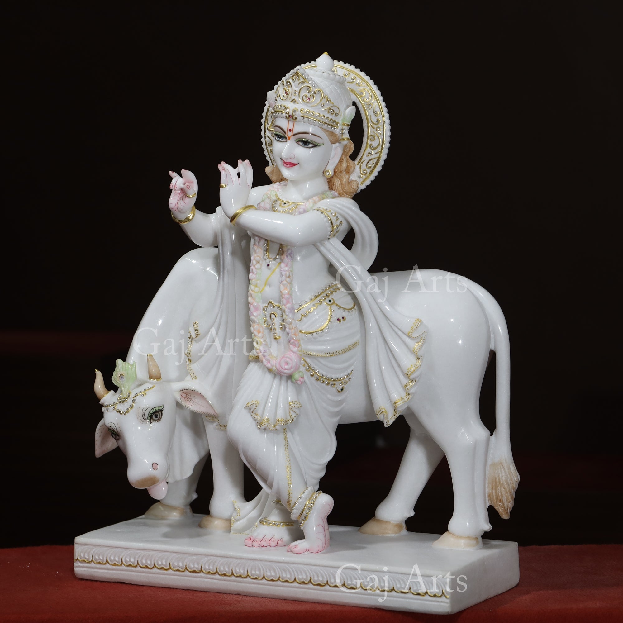 Super White Vietnam Marble Go Gopal Idol | 30 Inch