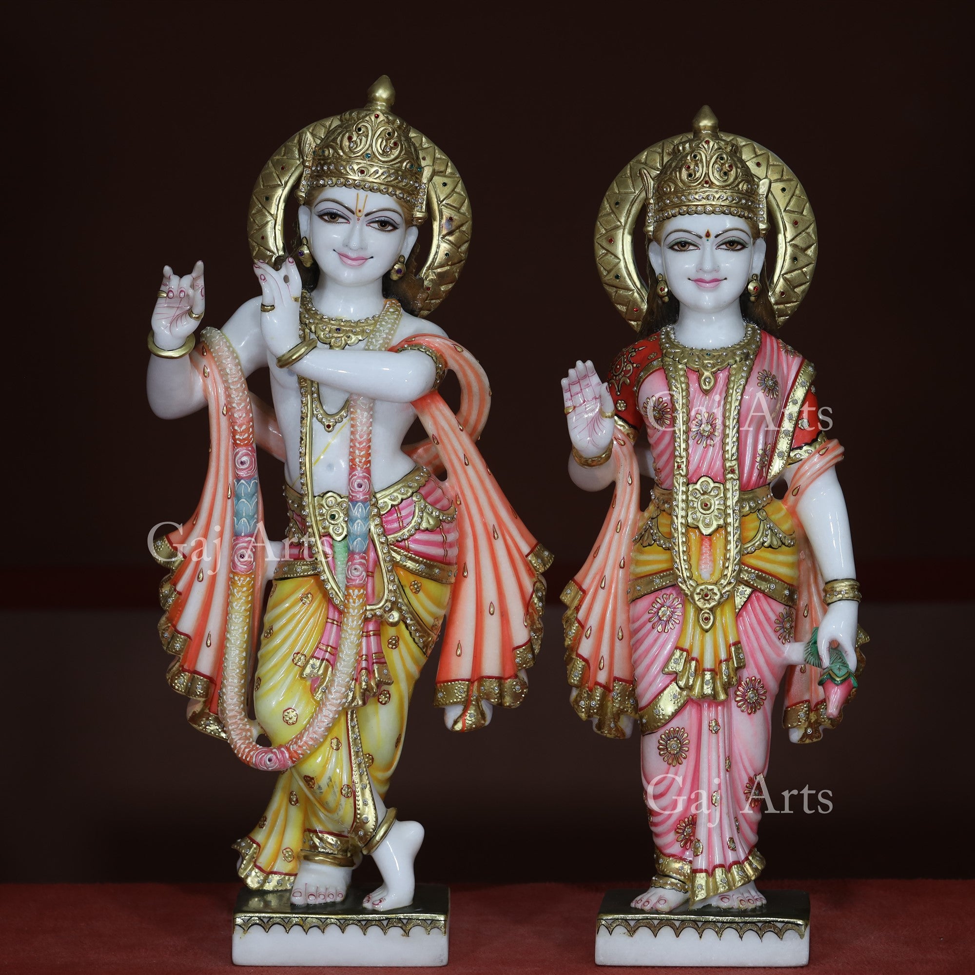 White Vietnam Marble Radha Krishna Idol | 30 Inch
