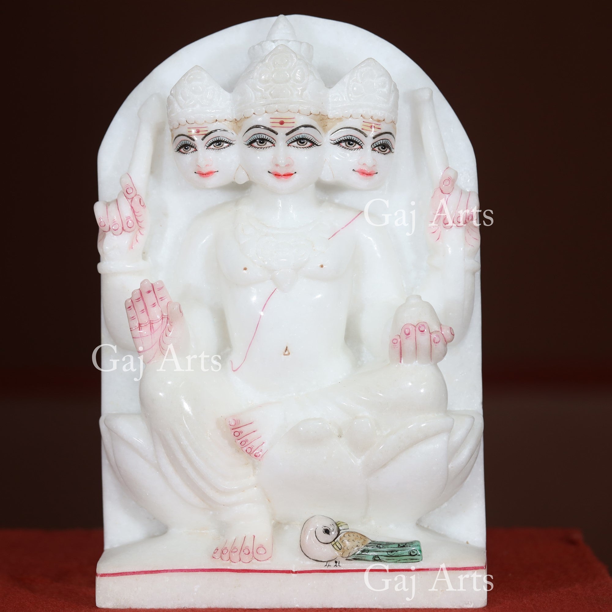 Makrana White Marble Kartikeya Idol with Peacock Panel | 12 Inch