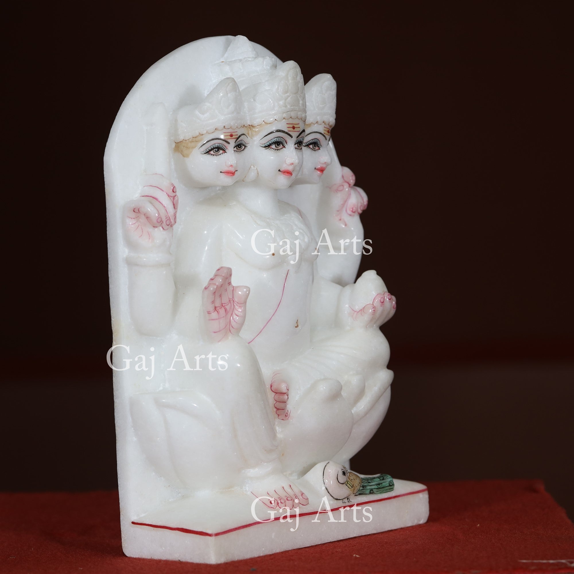 Makrana White Marble Kartikeya Idol with Peacock Panel | 12 Inch