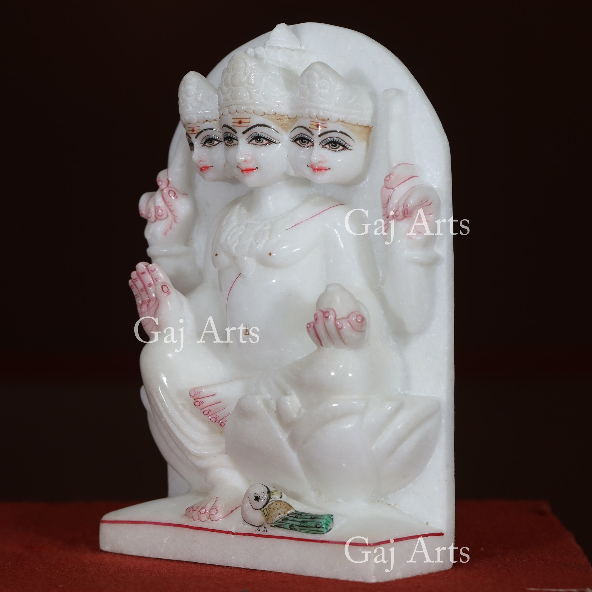 Makrana White Marble Kartikeya Idol with Peacock Panel | 12 Inch