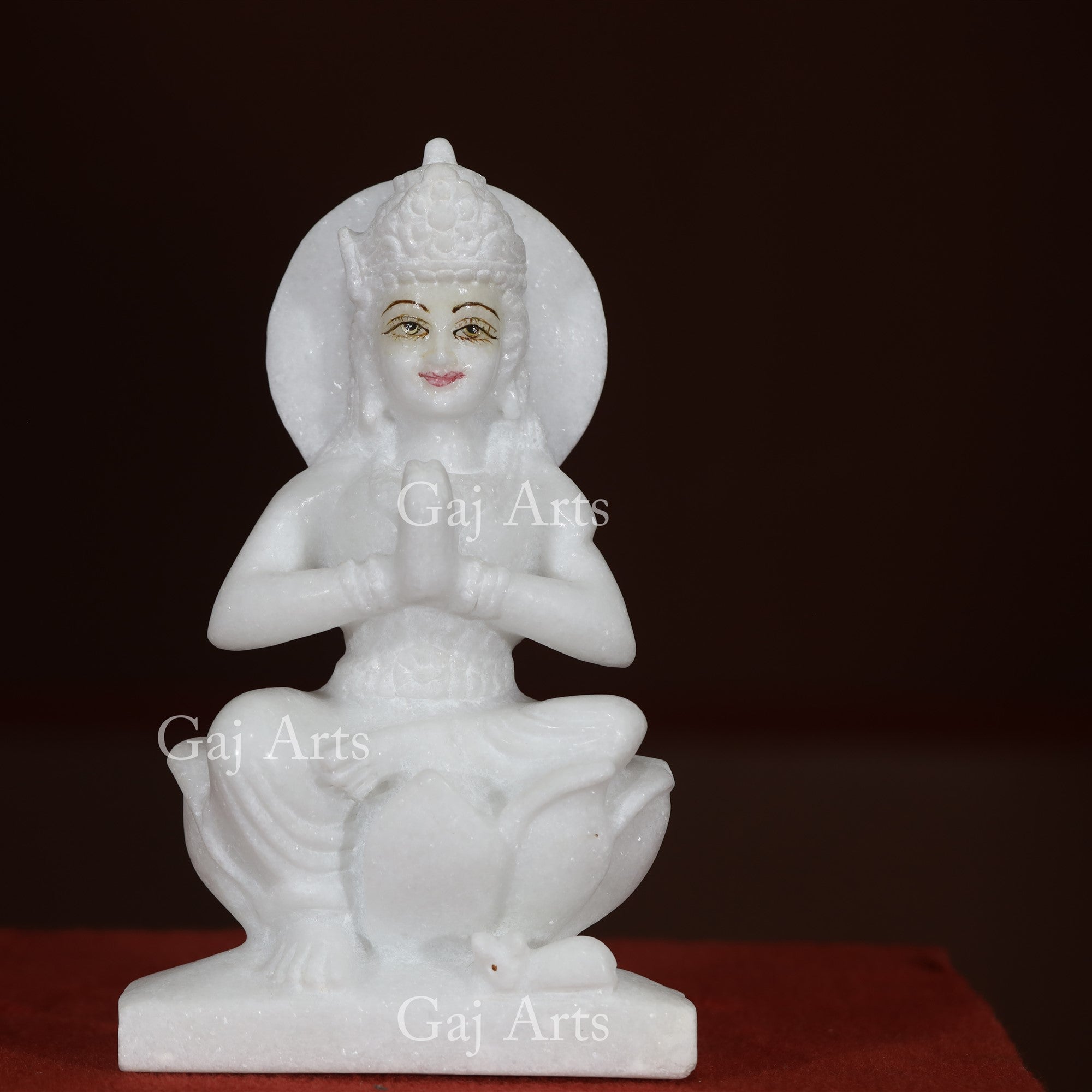Makrana White Marble Parvati Maa Statue in Padmasana | 12 Inch