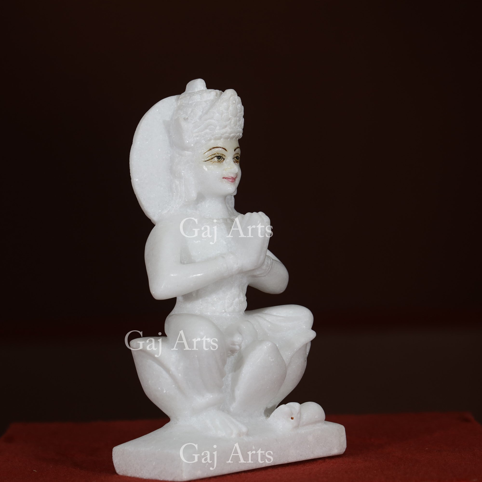 Makrana White Marble Parvati Maa Statue in Padmasana | 12 Inch