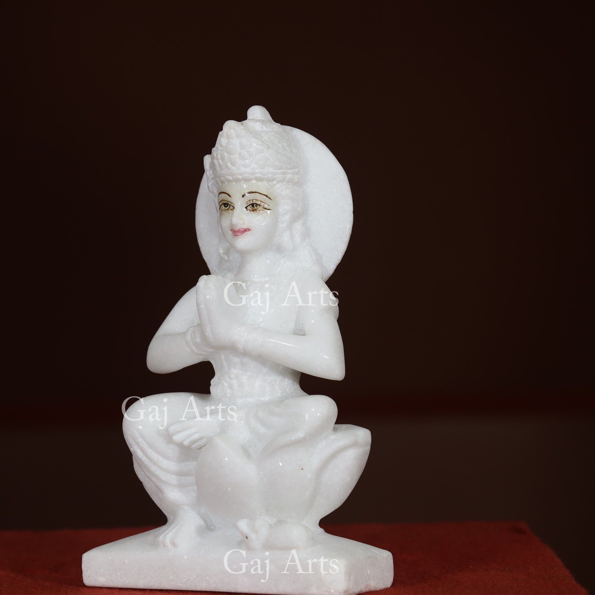 Makrana White Marble Parvati Maa Statue in Padmasana | 12 Inch