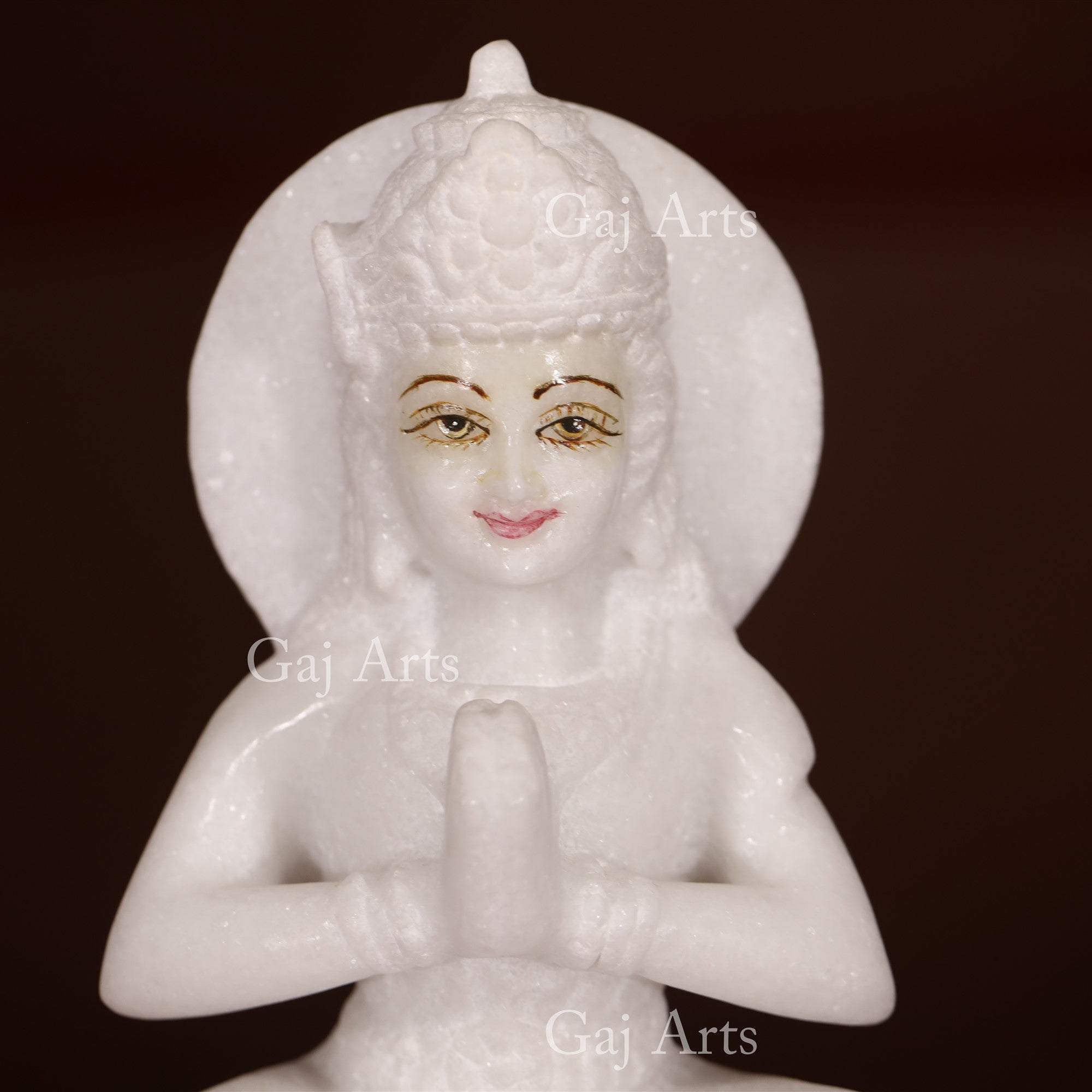 Makrana White Marble Parvati Maa Statue in Padmasana | 12 Inch
