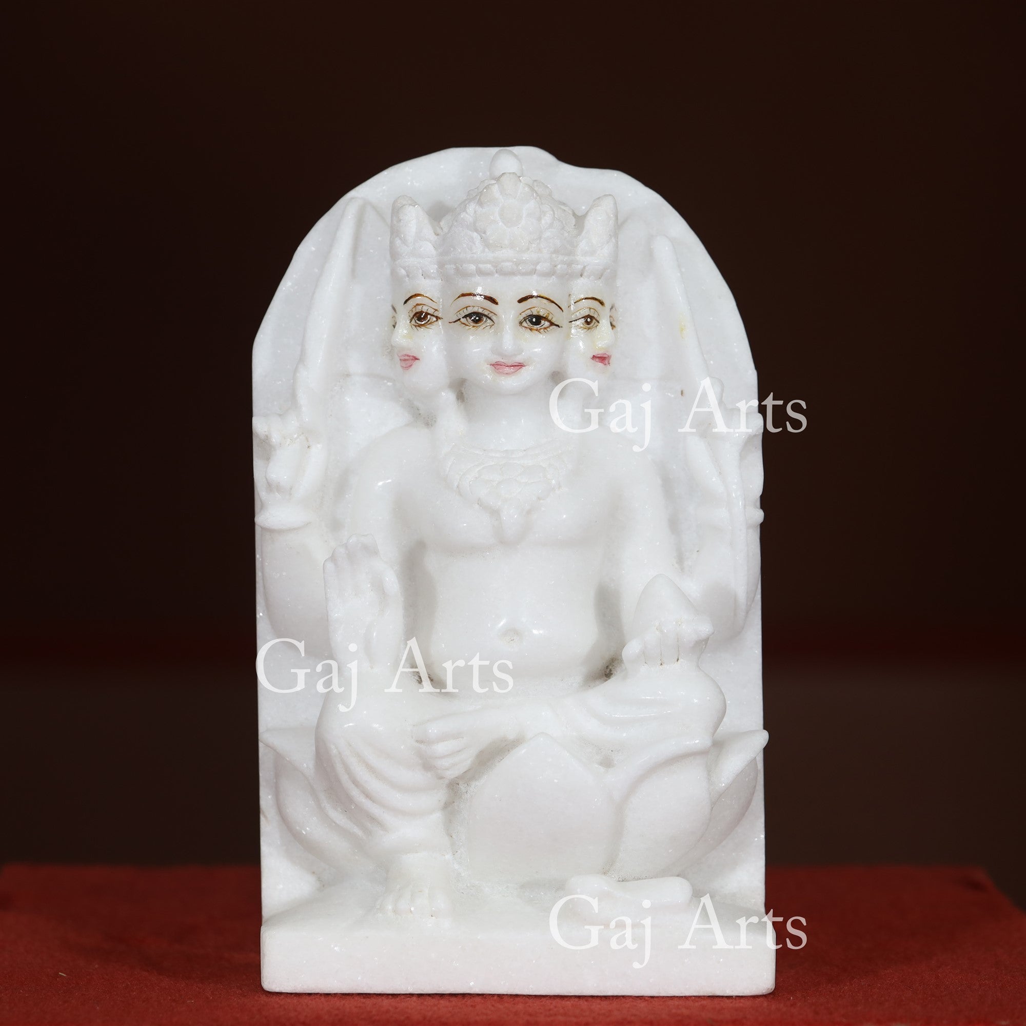 Makrana White Marble Kartikeya Murti on Lotus Panel | 12 Inch