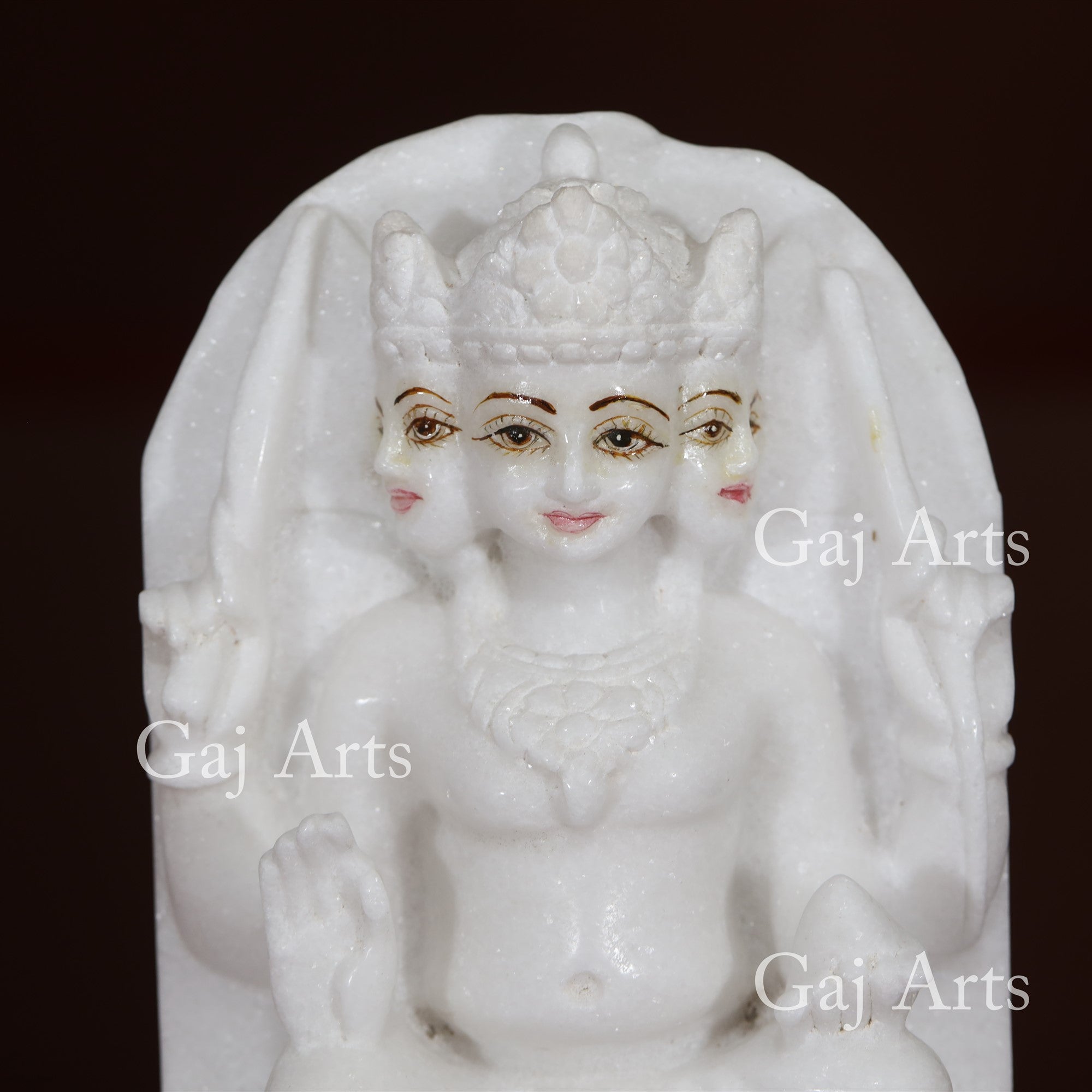 Makrana White Marble Kartikeya Murti on Lotus Panel | 12 Inch